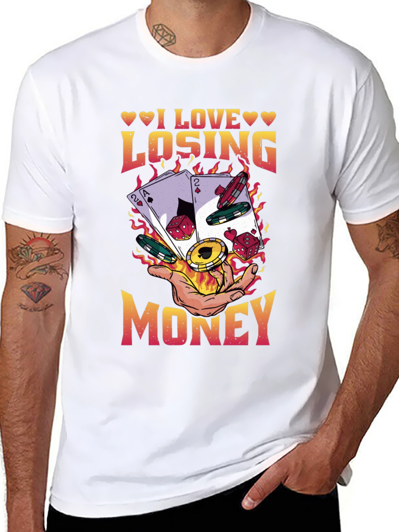 Black I Love Losing Money Funny Poker Gambling T-Shirt view 8