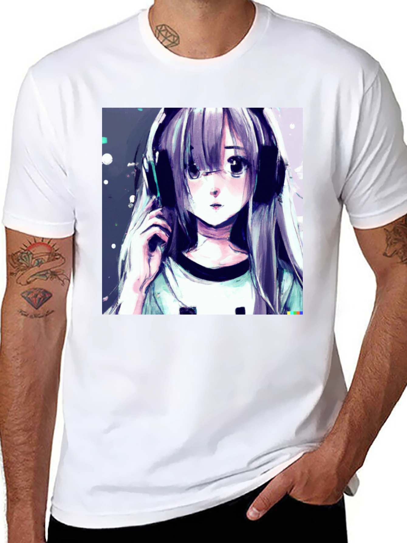 Black Anime Girl Graphic Tee - Stylish Black T-Shirt view 8