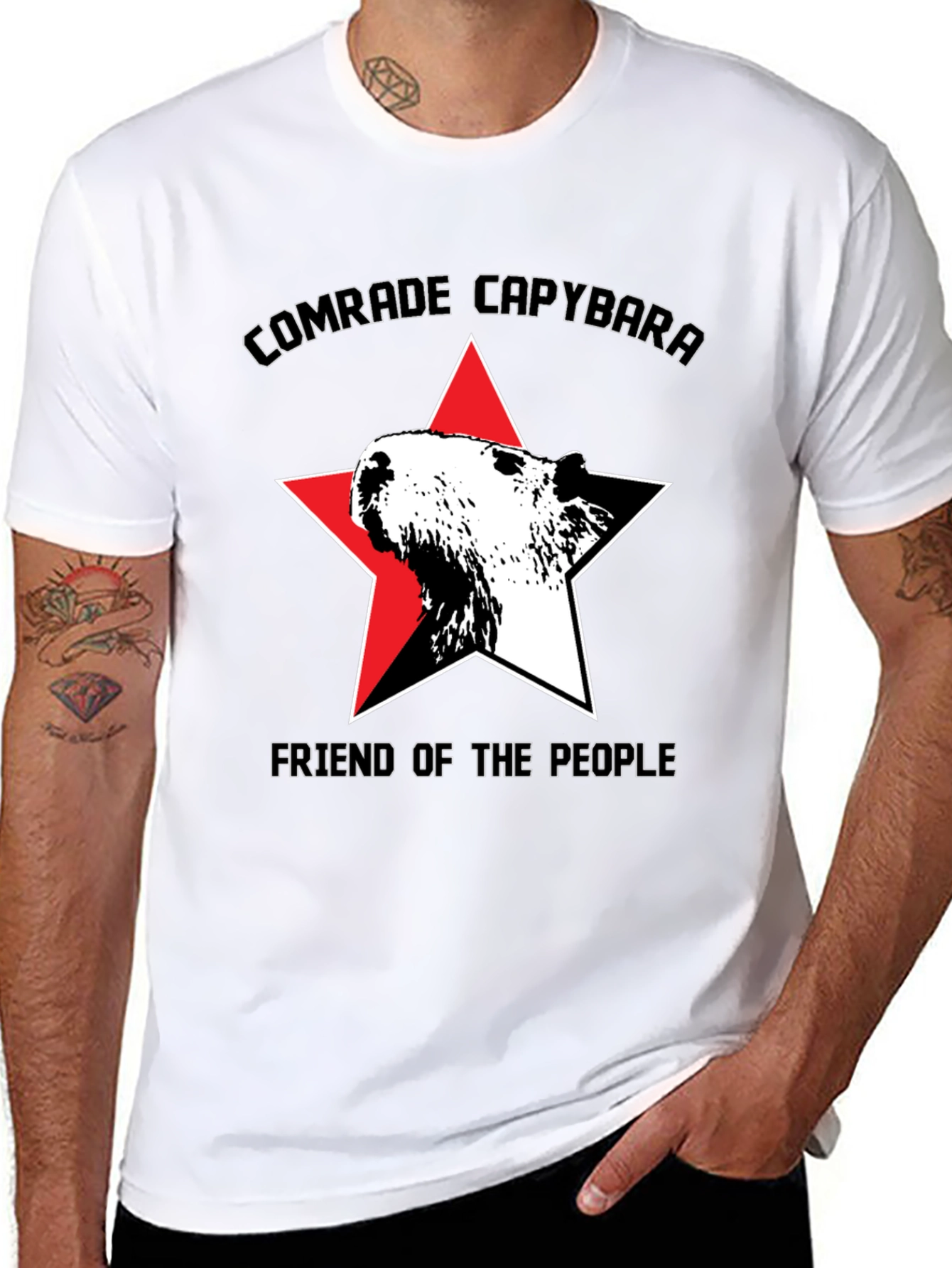 Black Comrade Capybara T-Shirt - Friend of the People view 8