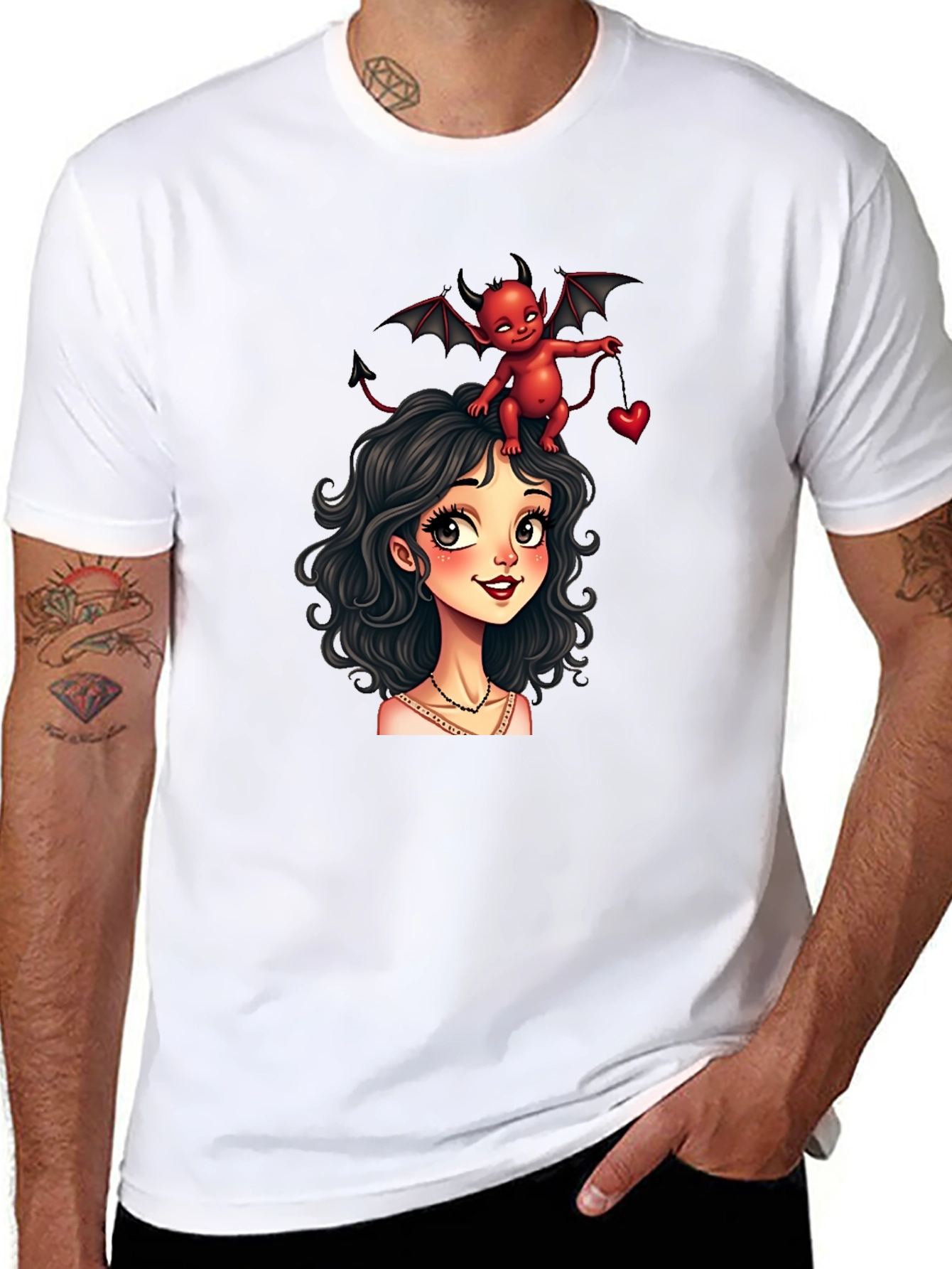 Black Devilishly Cute Black Graphic Tee view 8