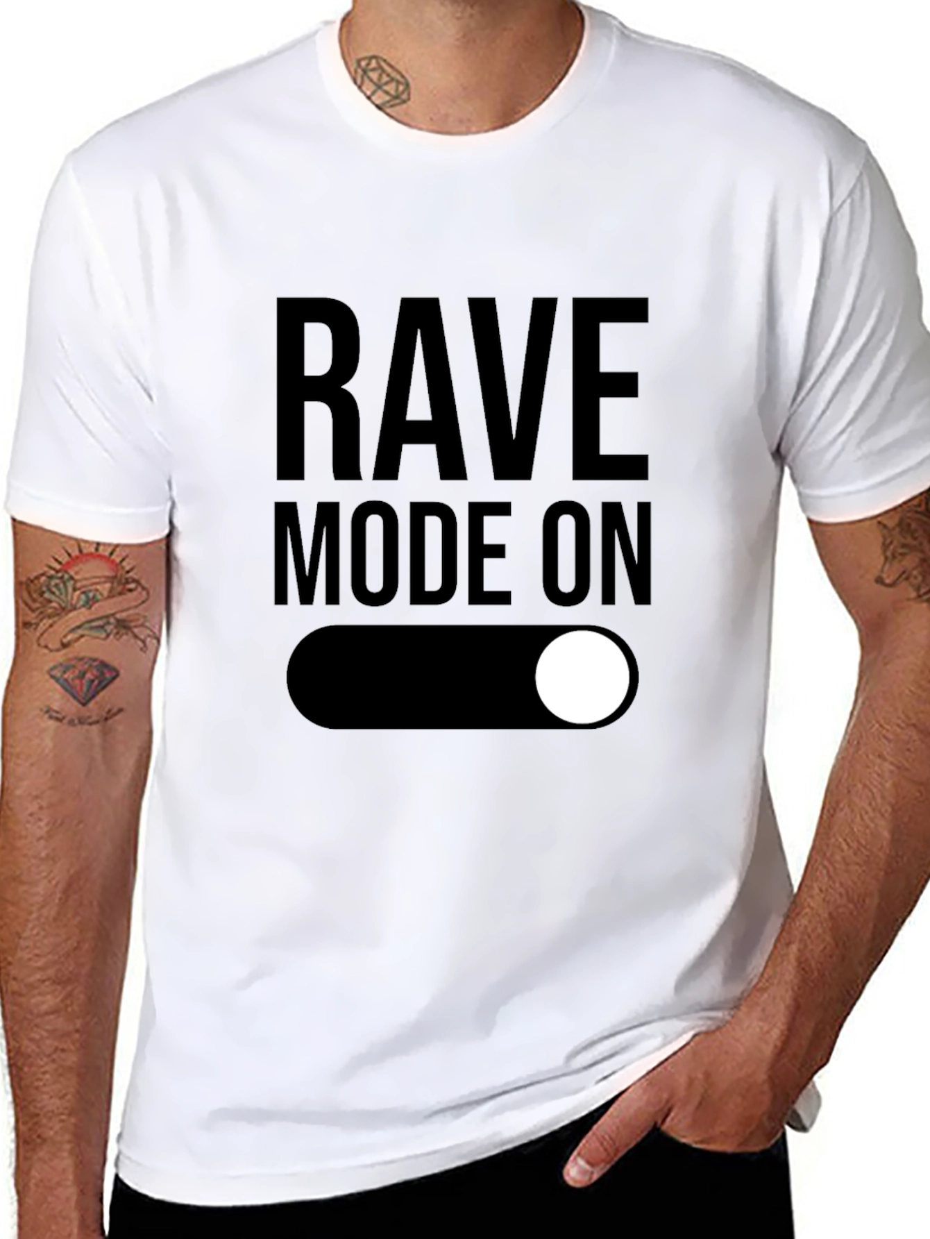 Black Rave Mode On - Black Graphic T-Shirt view 8