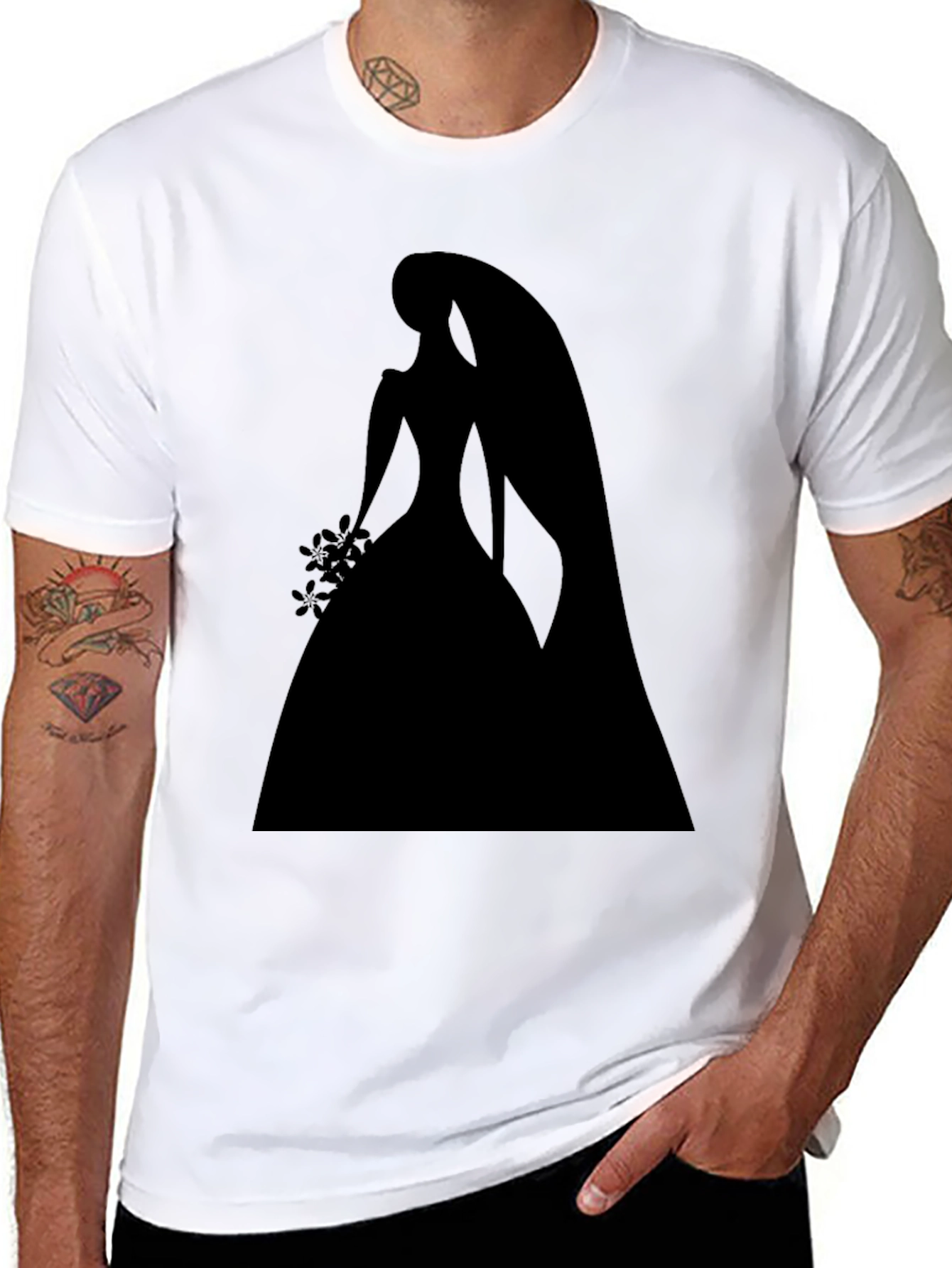 Black Bridal Silhouette Graphic Tee - Black view 8