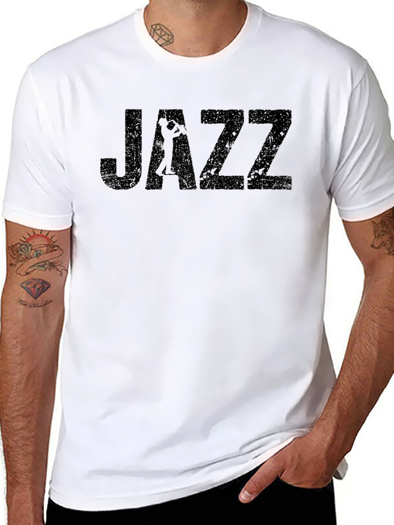 Black Jazz Saxophone Player Graphic T-Shirt - Black view 8