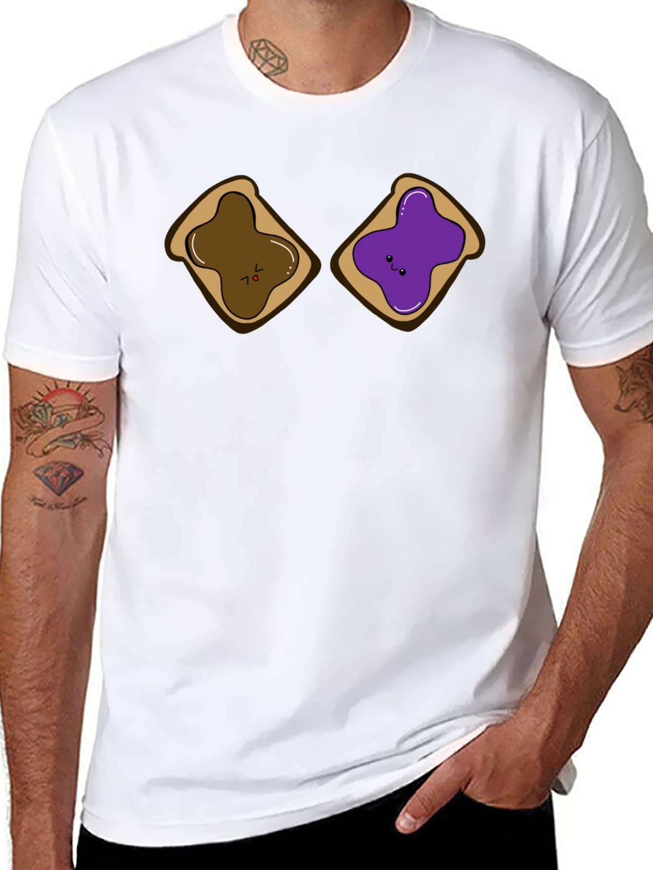 Black PB&J Sandwich Funny Graphic T-Shirt view 8