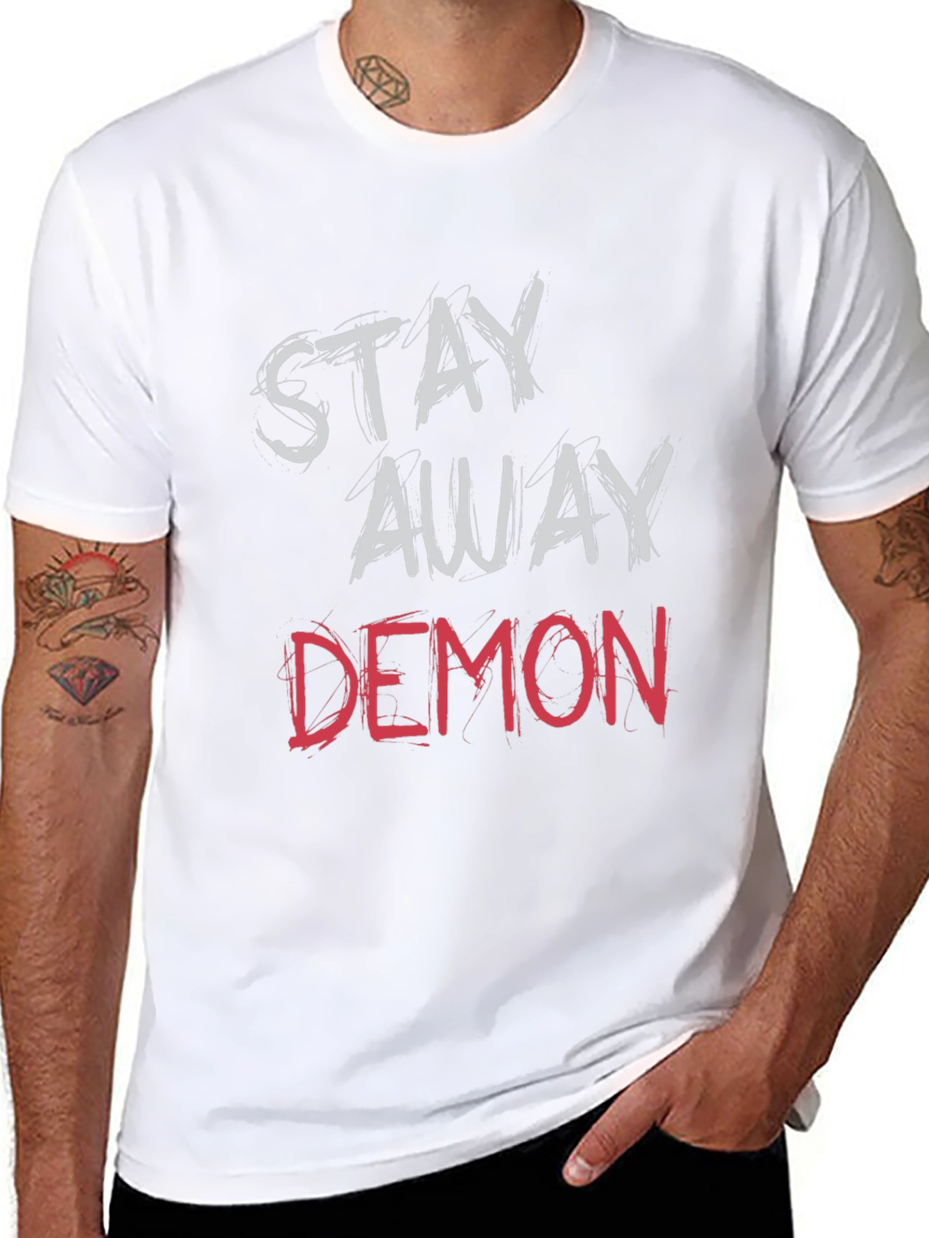 Black Stay Away Demon Graphic Tee - Soft Cotton view 8