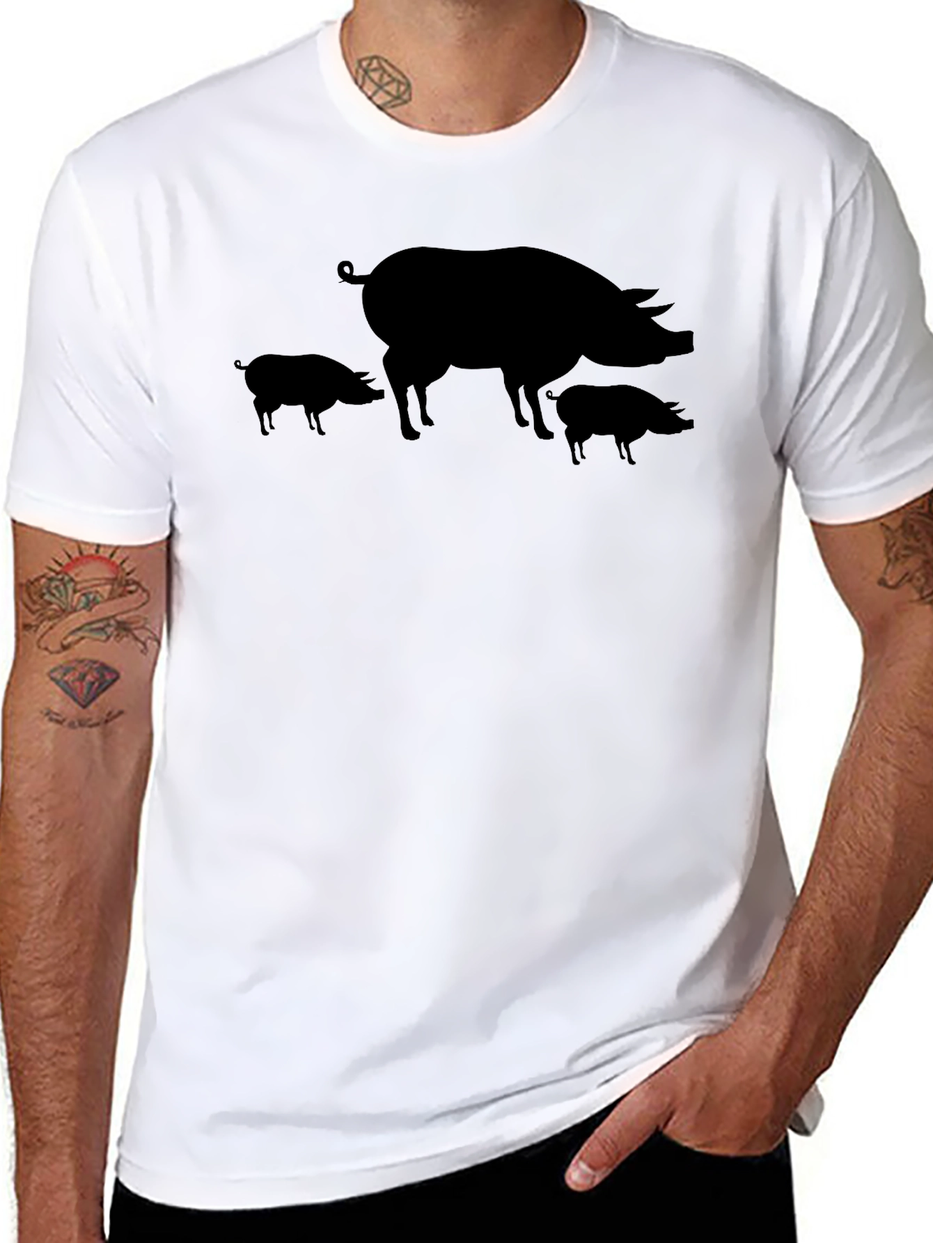 Black Black Pig Silhouette T-Shirt view 8
