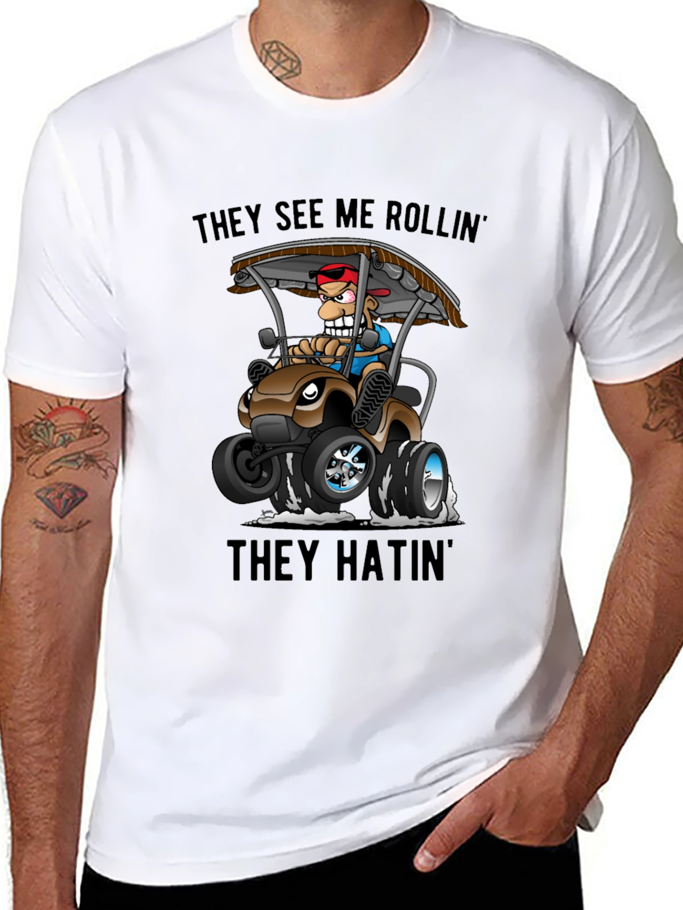 Black They See Me Rollin' T-Shirt view 8