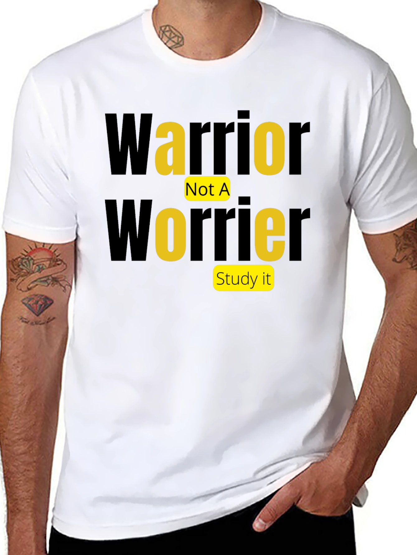 Black Warrior Not A Worrier Graphic Tee - Motivational Shirt view 8