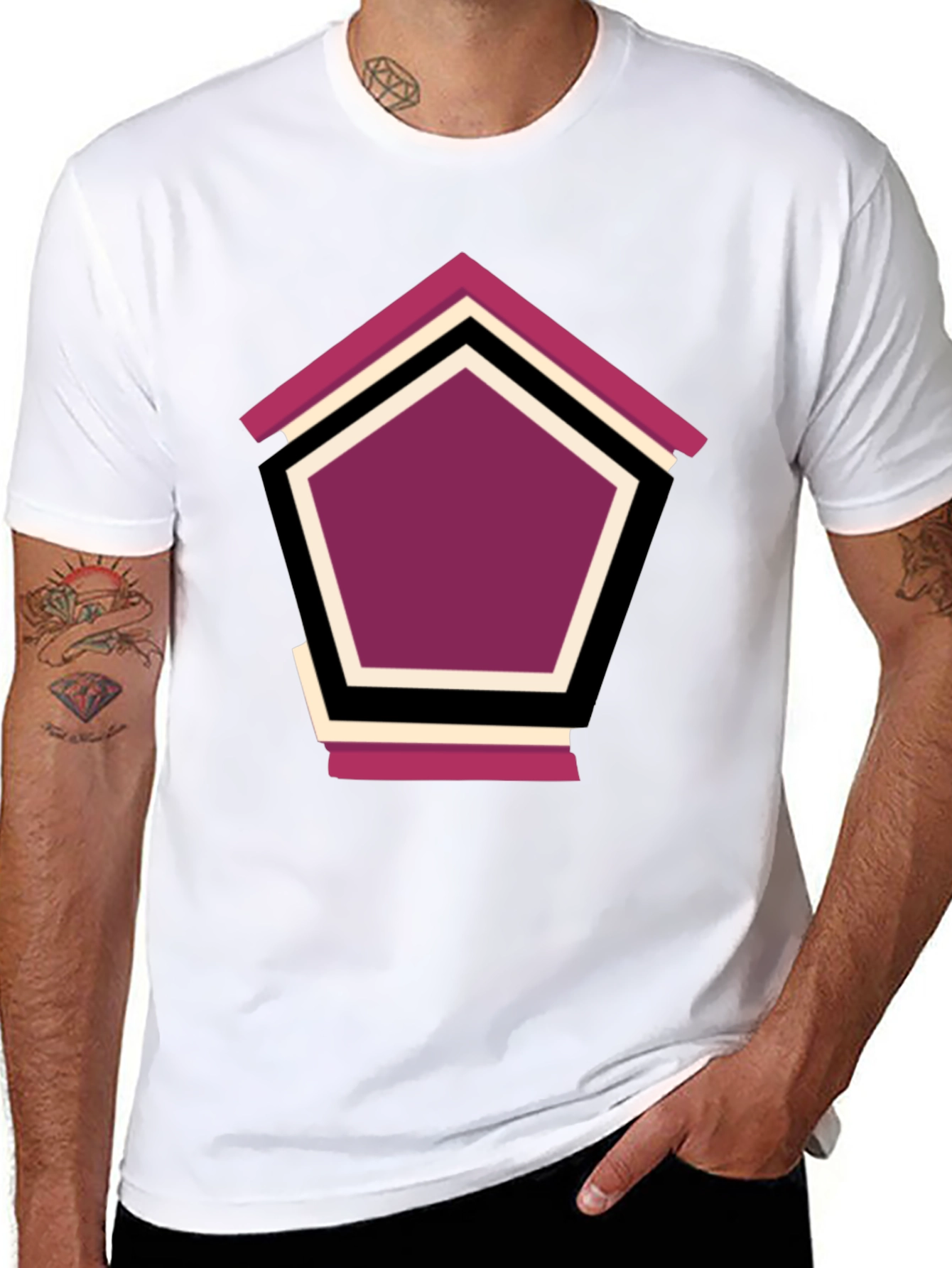 Black Geometric Penthouse T-Shirt - Stylish Design view 8