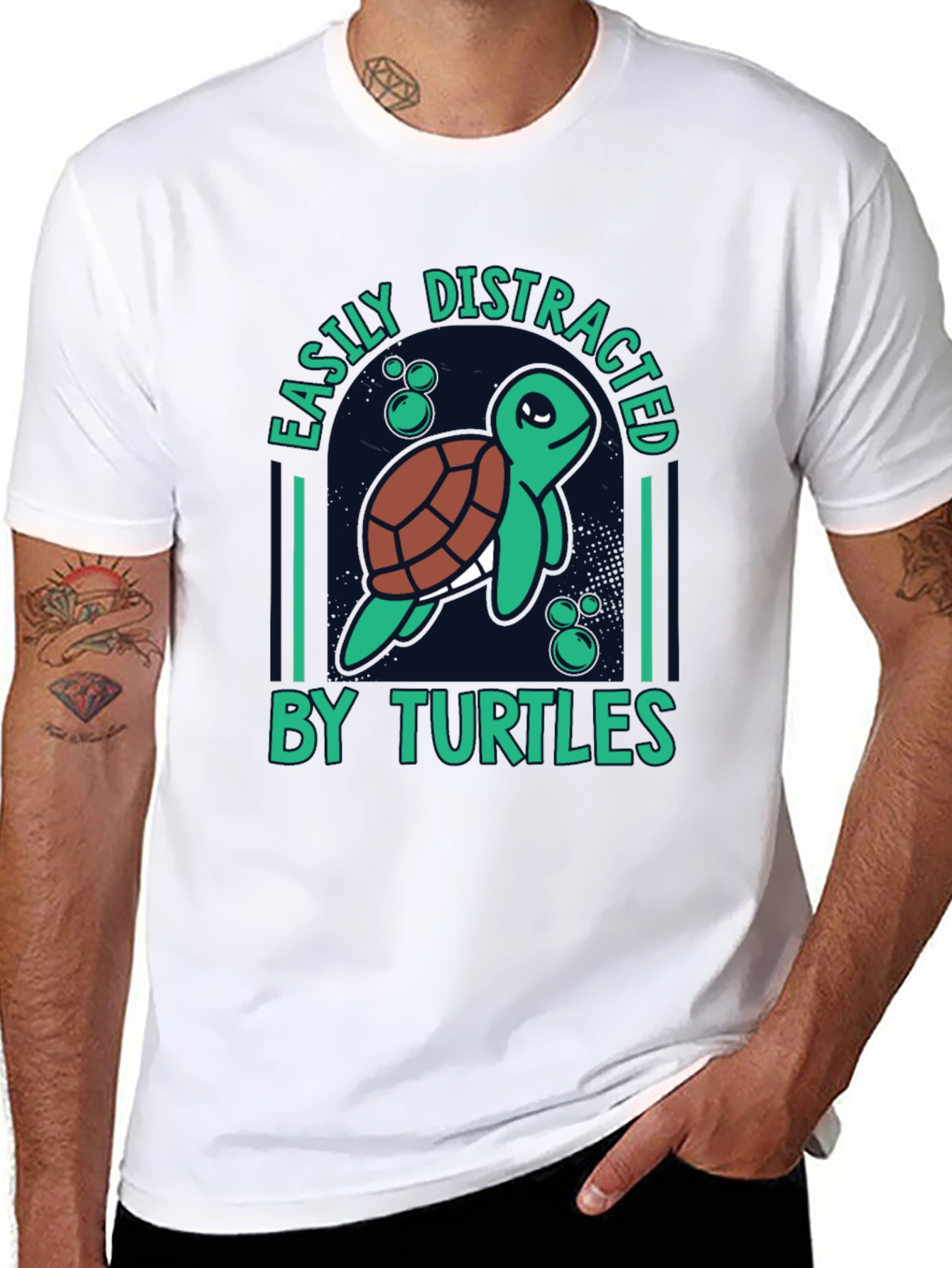 Black Easily Distracted by Turtles Graphic Tee view 8
