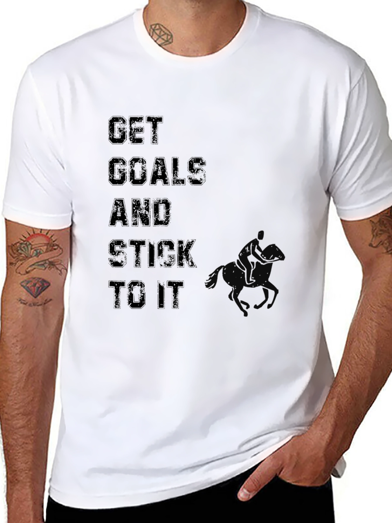 Black Get Goals & Stick to It - Graphic Black T-Shirt view 8