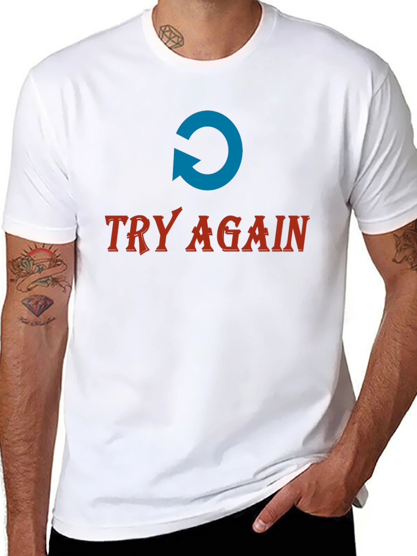 Black Try Again Graphic Tee - Soft Cotton Comfort view 8