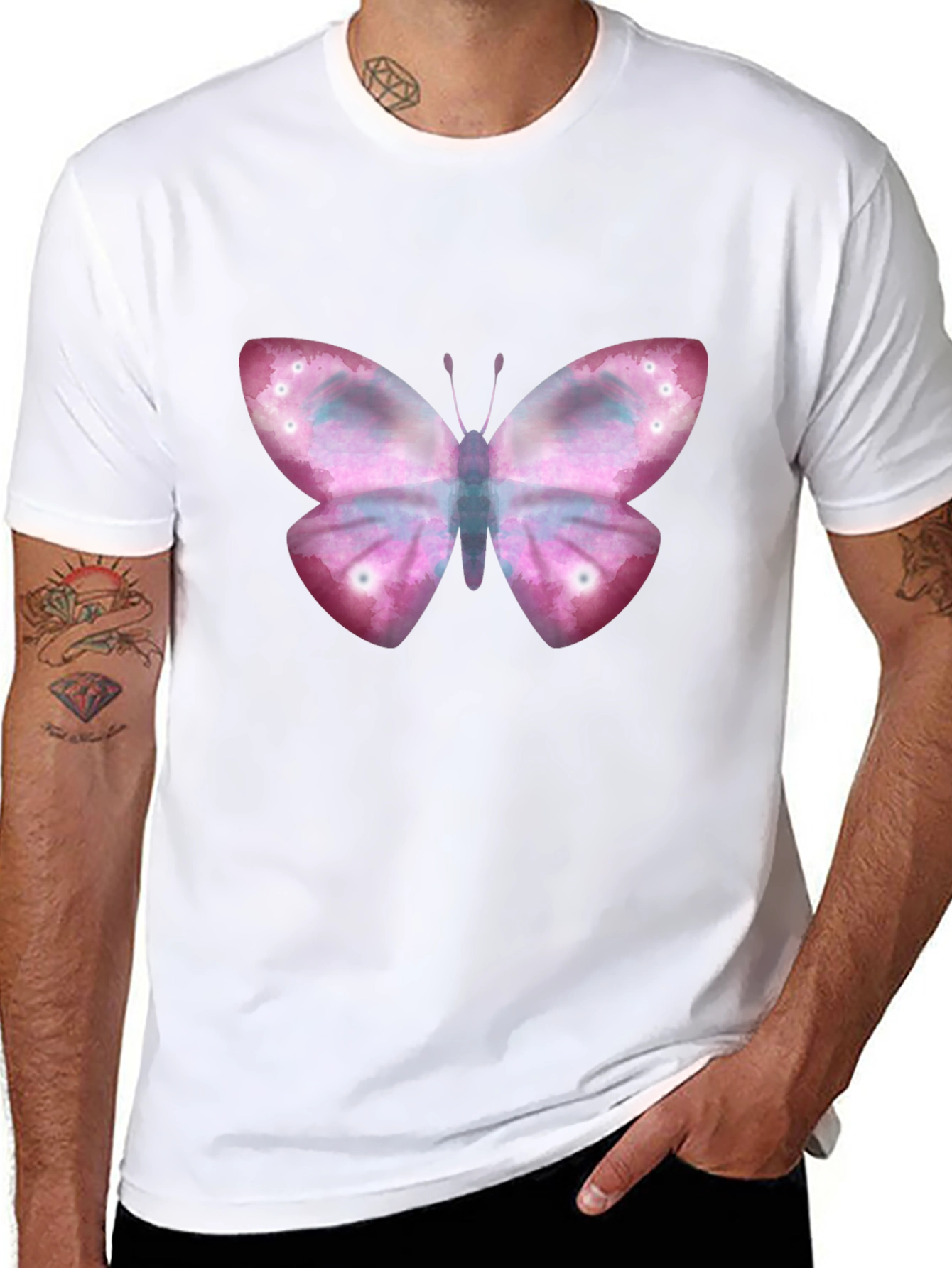 Black Butterfly Graphic Tee - Stylish Casual Wear view 8