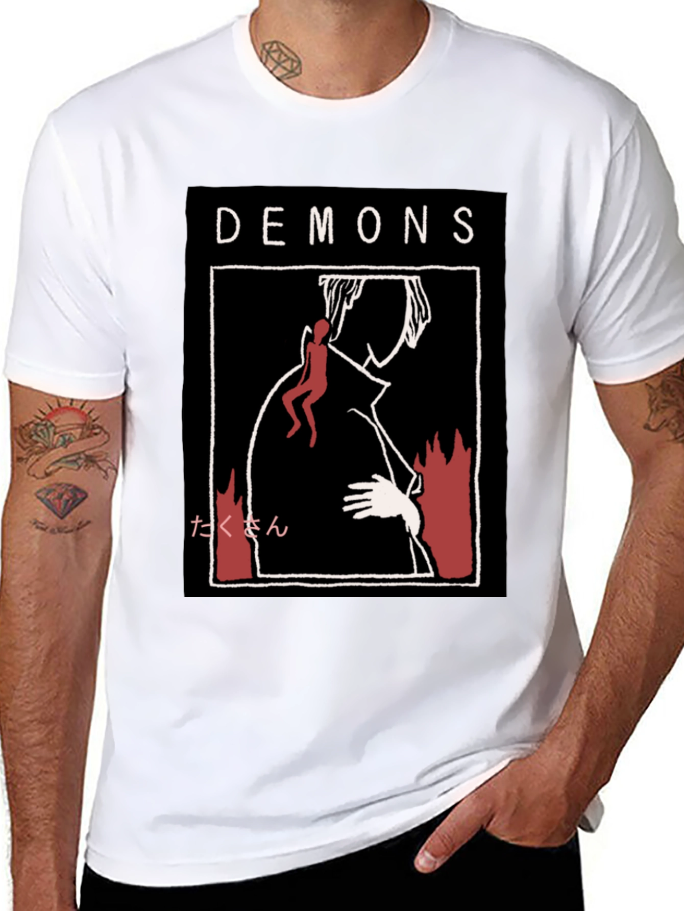 Black Demons Graphic Print T-Shirt view 8