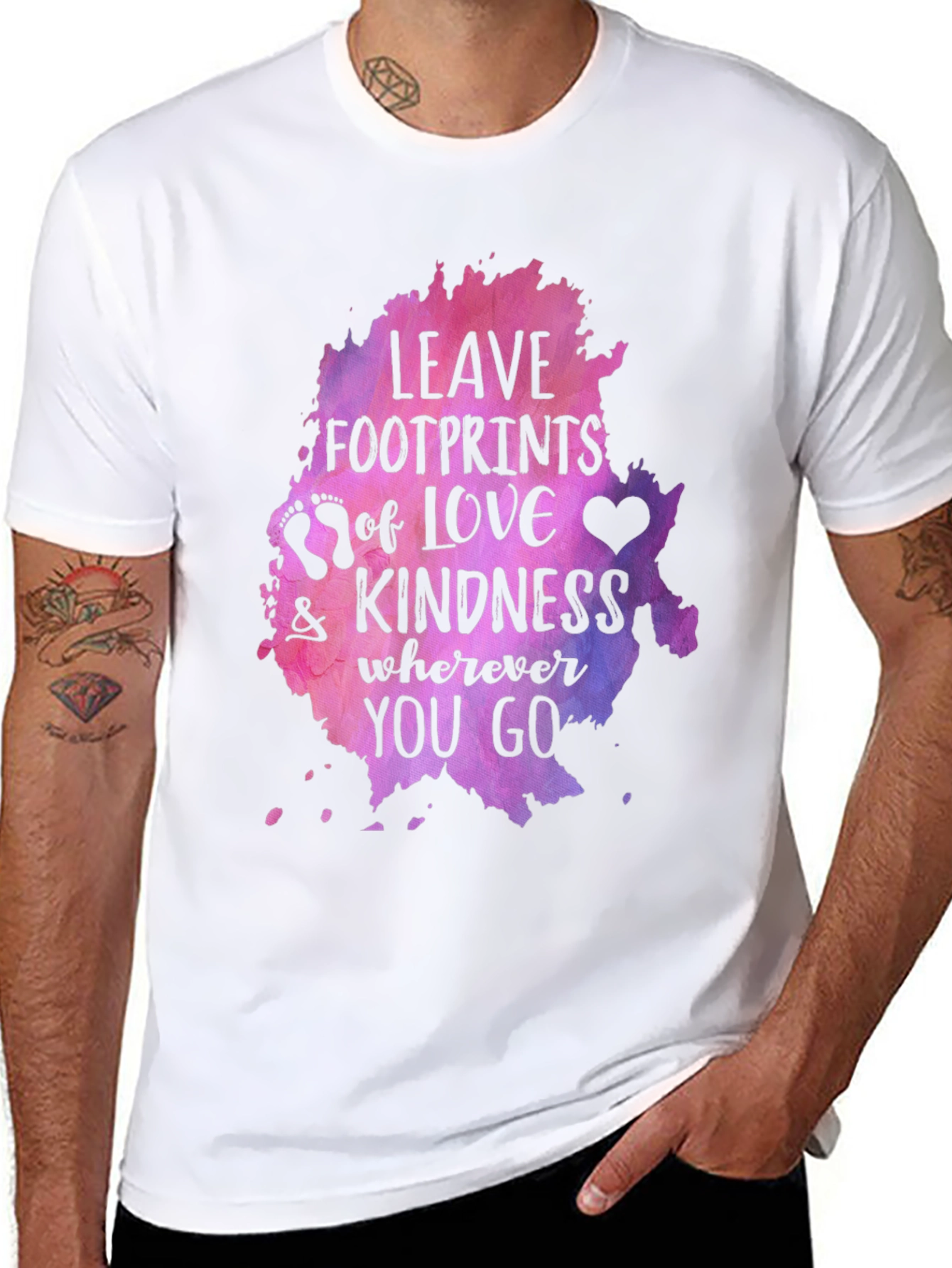 Black Leave Footprints of Love Kindness Graphic Tee - Black view 8