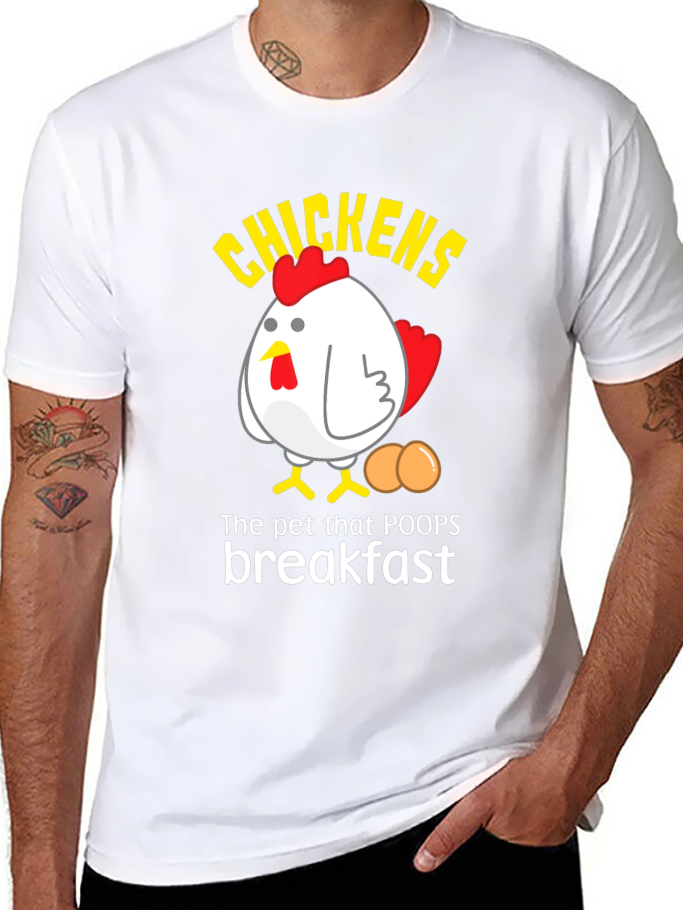 Black Funny Chicken T-Shirt - Breakfast Egg Lover view 8
