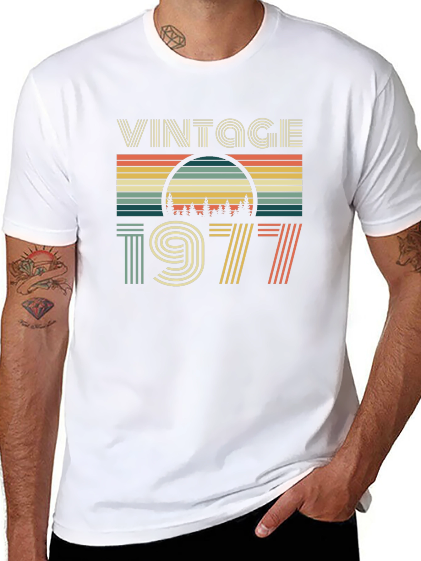 Black Vintage 1977 Graphic Tee - Retro Birthday Shirt view 8