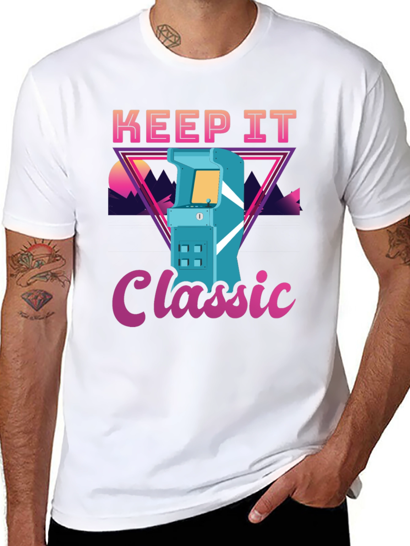 Black Keep It Classic Retro Arcade Game T-Shirt view 8