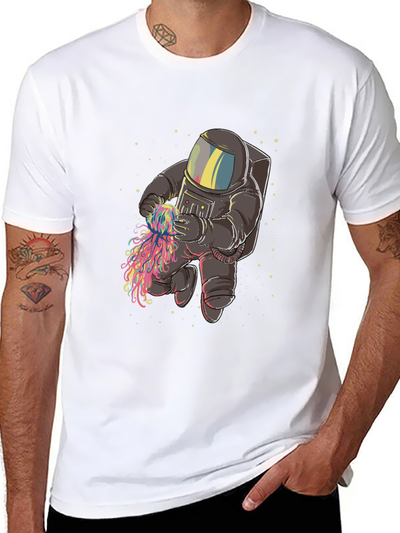 Black Astronaut and Jellyfish Graphic Tee view 8