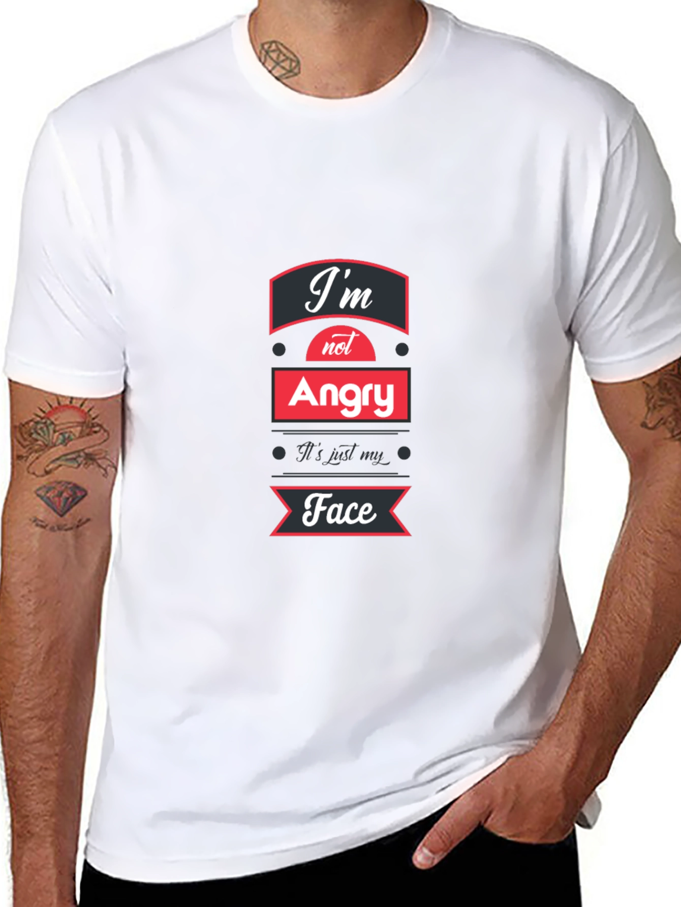 Black I'm Not Angry T-Shirt - Funny Graphic Tee view 8