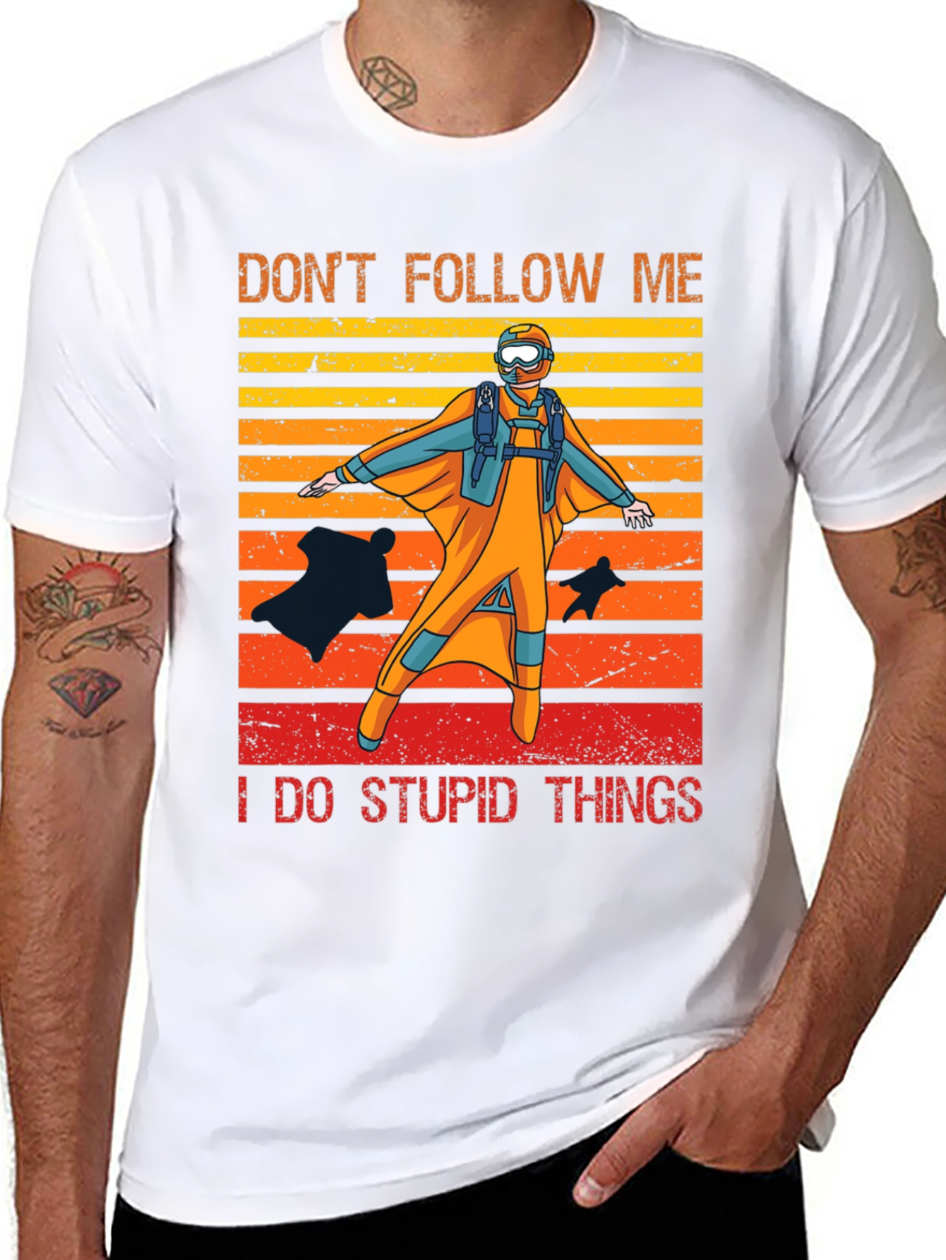 Black Don't Follow Me Parachute T-Shirt view 8