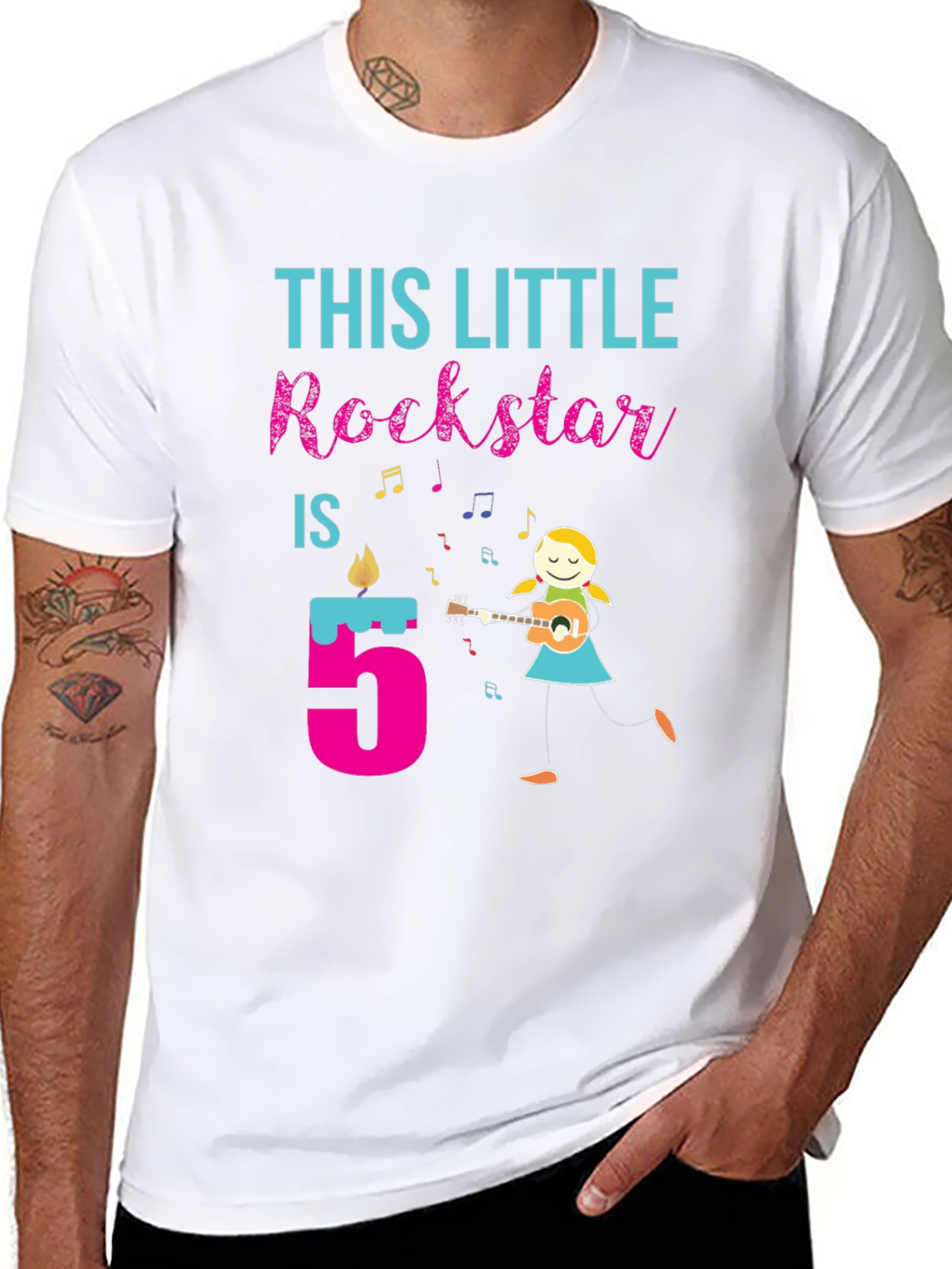Black Little Rockstar 5th Birthday T-Shirt view 8