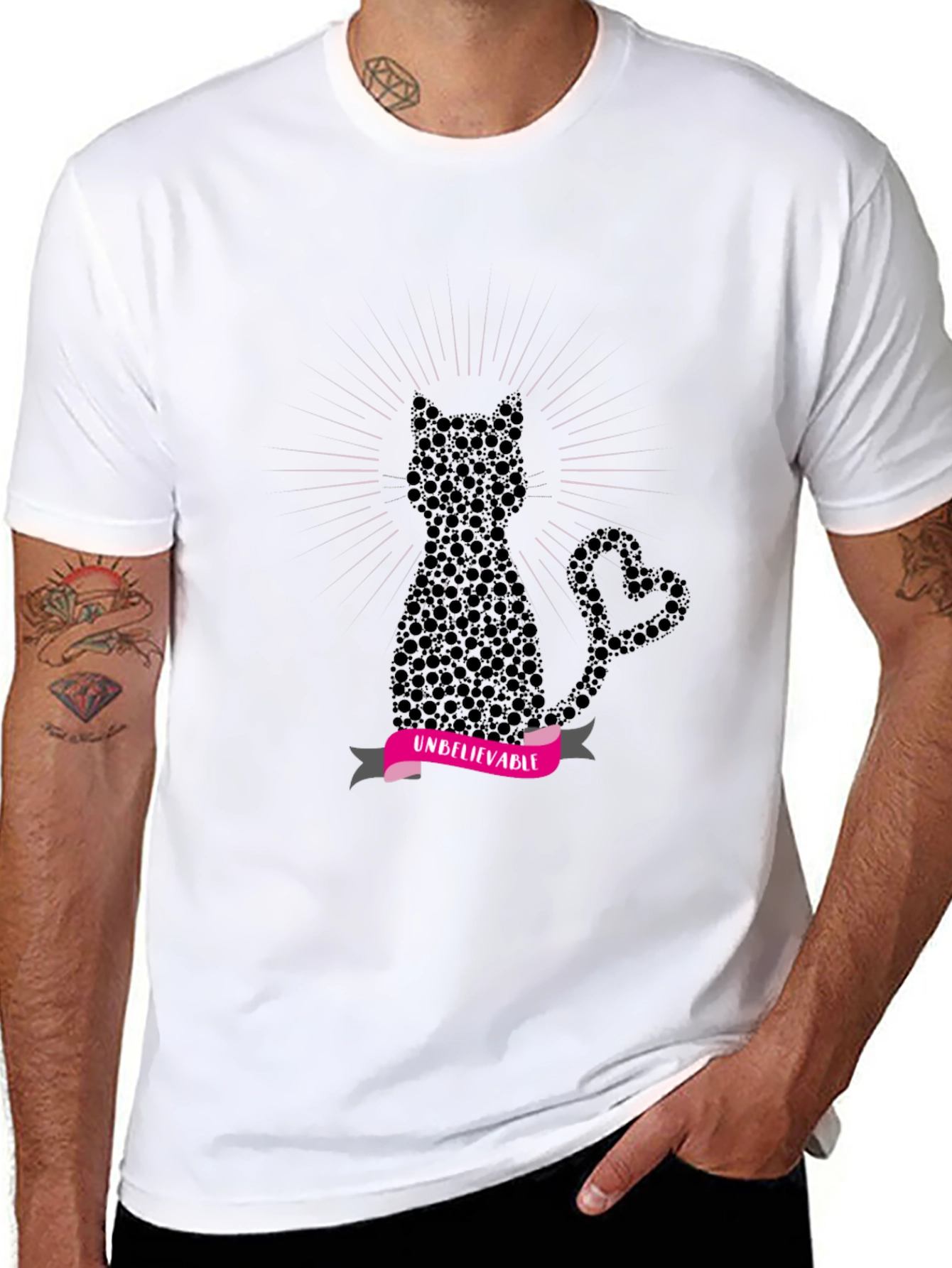 Black Unbelievable Cat Graphic Tee view 8