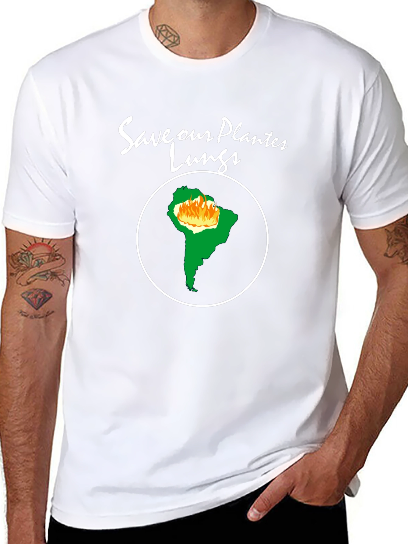 Black Save Our Planet's Lungs T-Shirt - Amazon Rainforest view 8