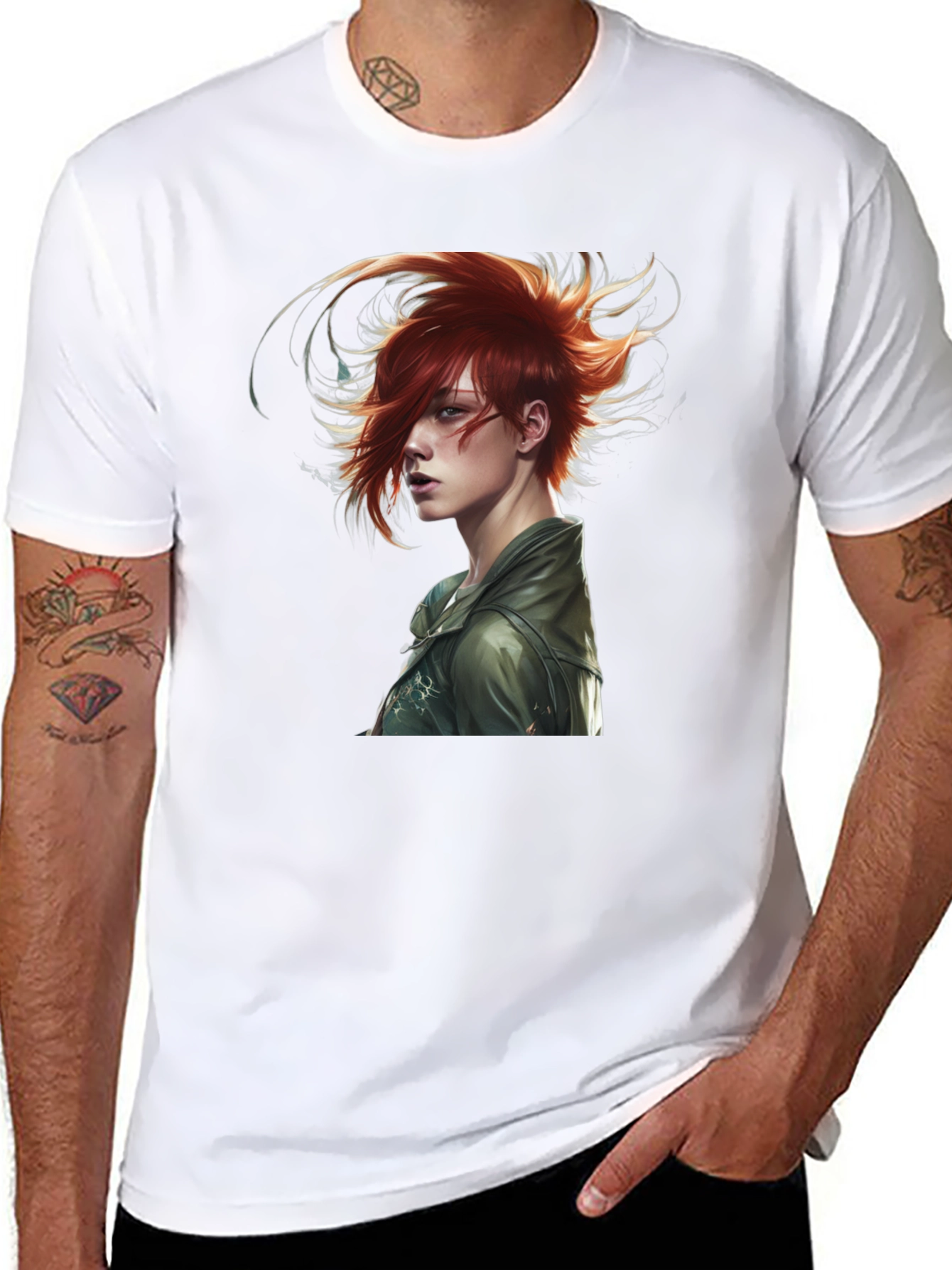 Black Edgy Anime Character Black T-Shirt view 8