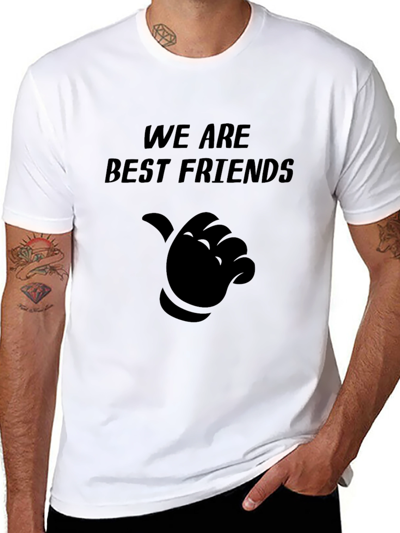 Black Best Friends T-Shirt - Black Crew Neck Tee view 8