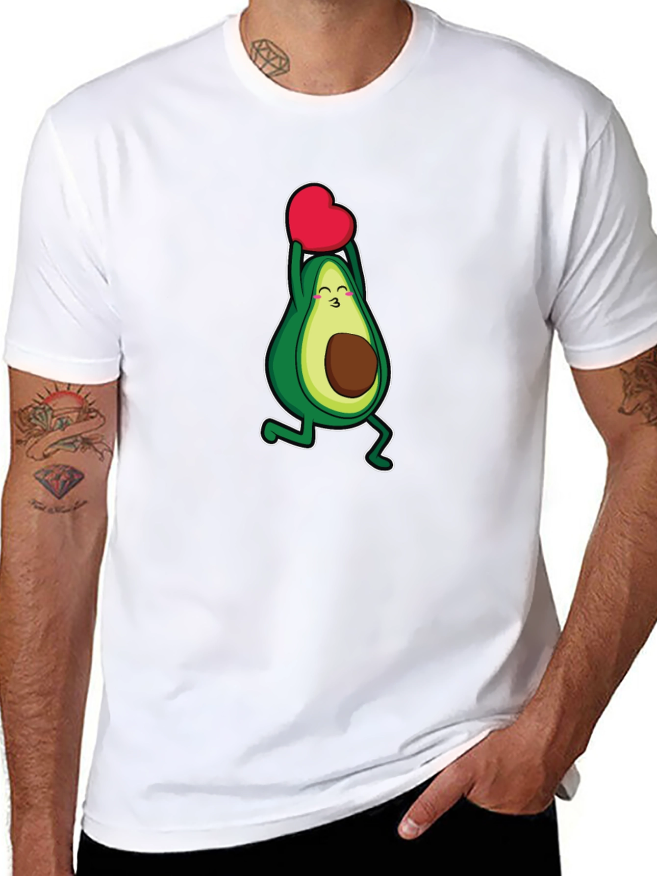 Black Avocado Heart T-Shirt - Cute Graphic Tee view 8