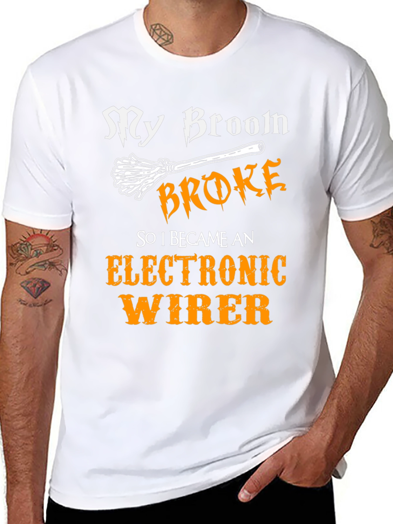 Black My Broom Broke - Electronic Wirer T-Shirt view 8