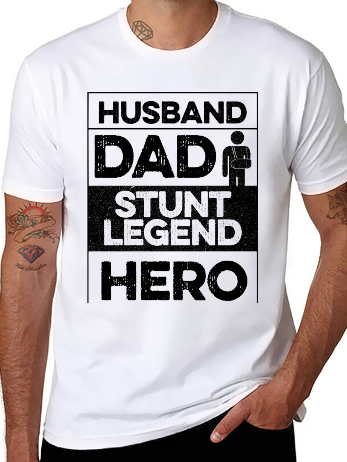 Black Husband Dad Stunt Legend Hero Graphic Tee view 8