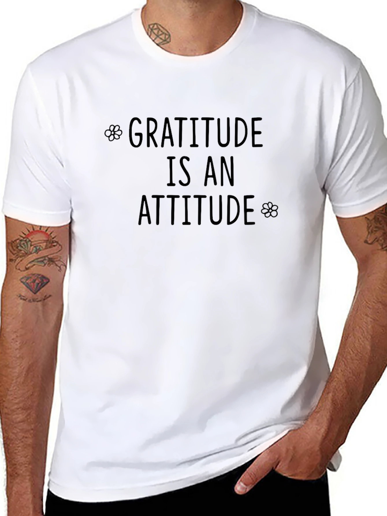 Black Gratitude Attitude Black Cotton Tee view 8