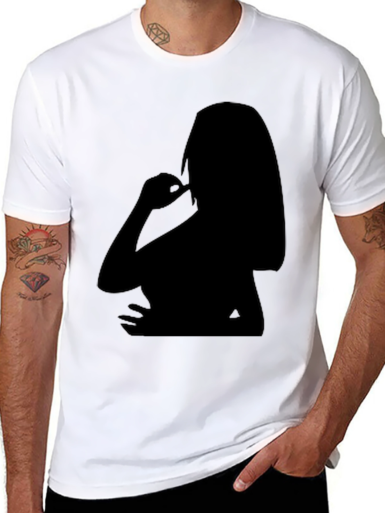 Black Silhouette Graphic Tee - Men's Black T-Shirt view 8