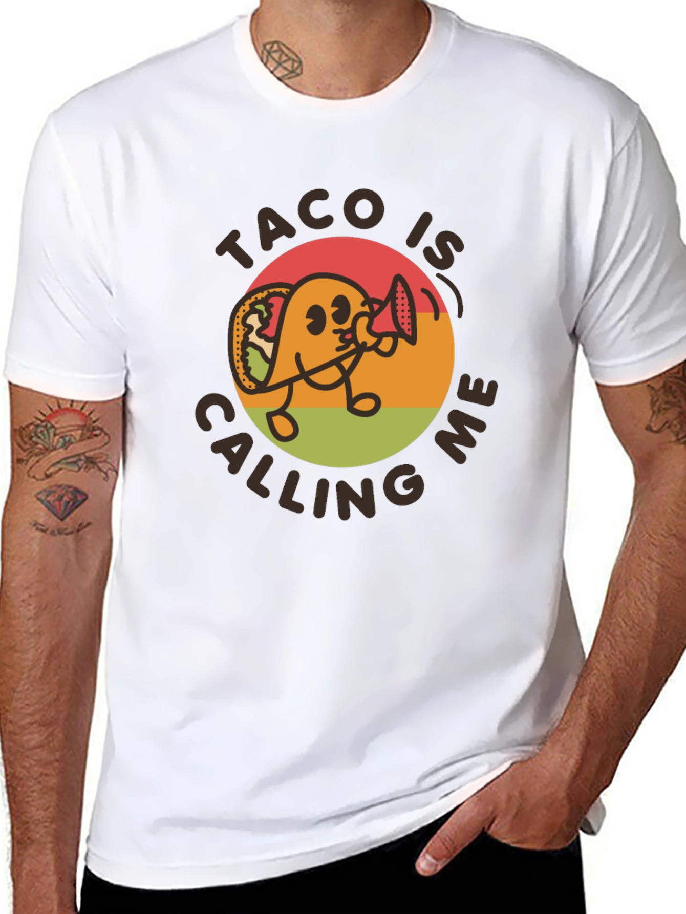 Black Taco Is Calling Me T-Shirt - Novelty Graphic Tee view 8