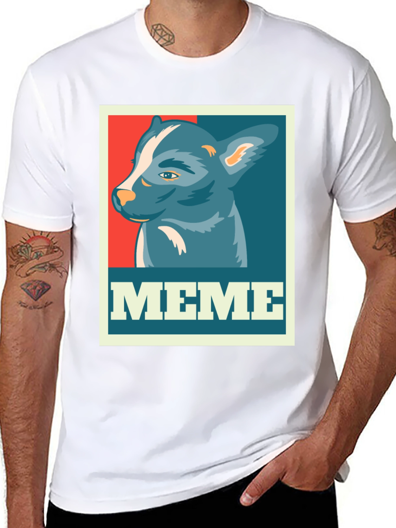 Black Meme Dog Graphic Tee - Black Cotton T-Shirt view 8