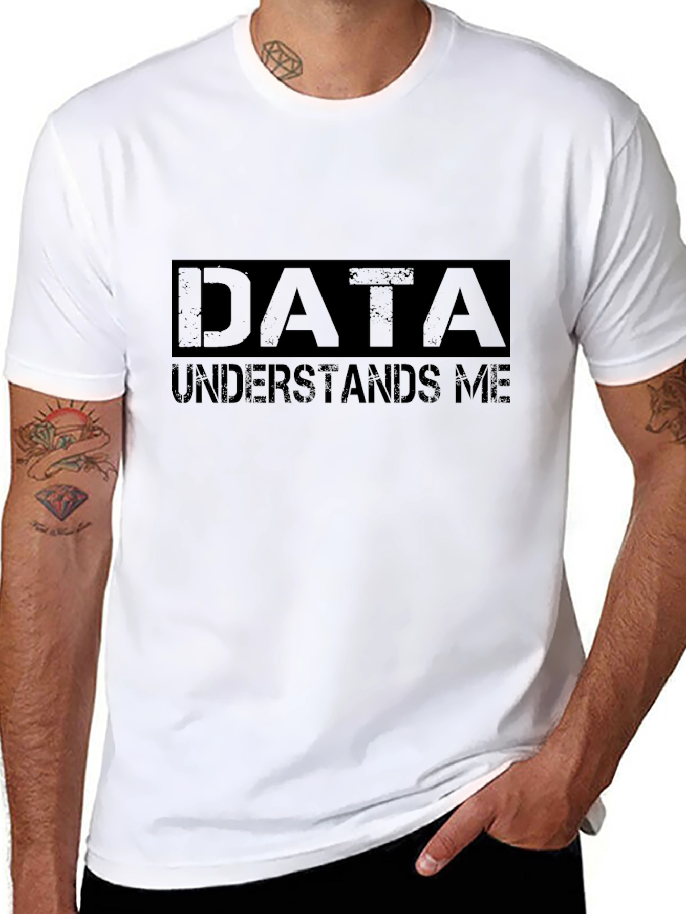 Black Data Understands Me T-Shirt - Black Cotton Tee view 8