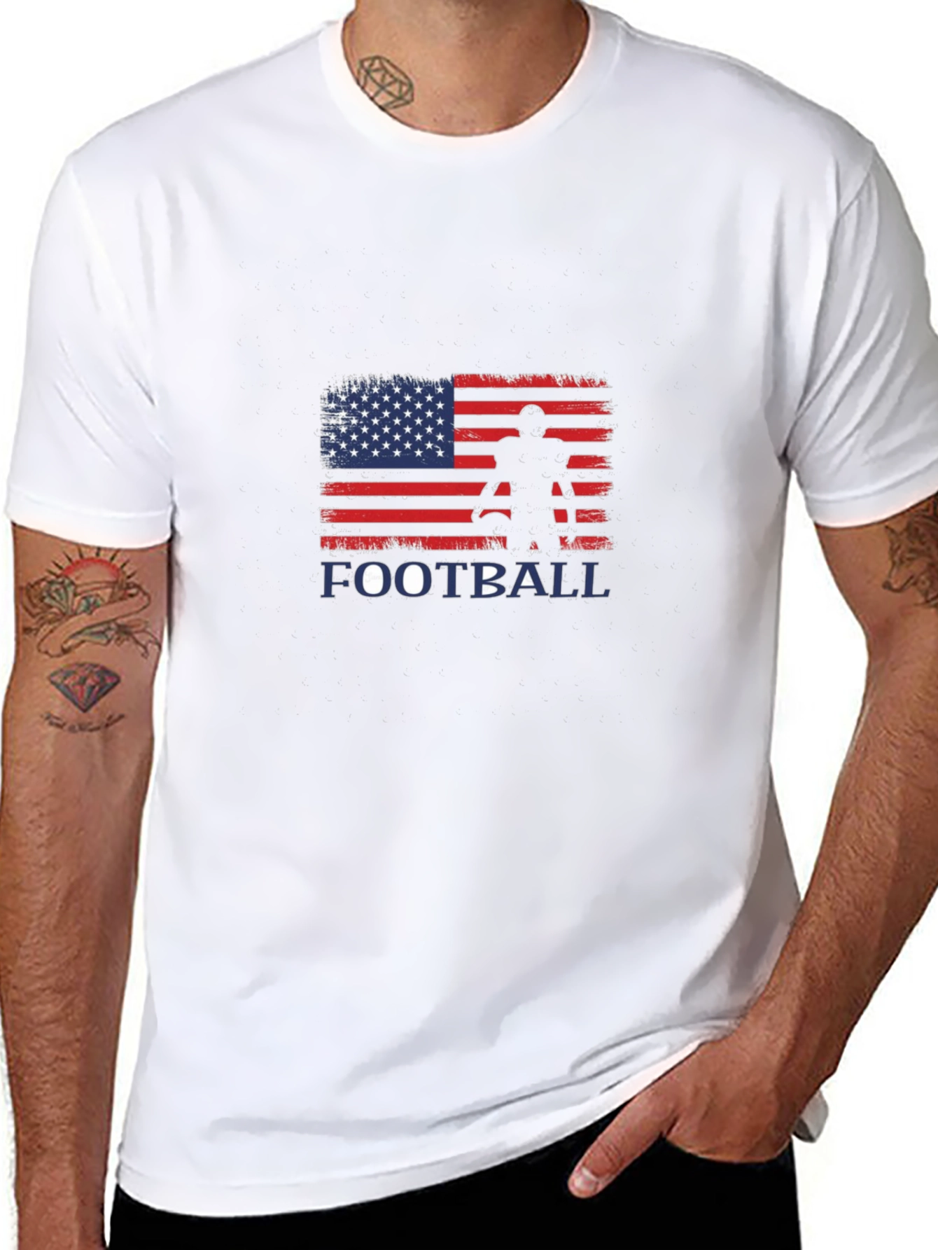 Black American Football Graphic T-Shirt view 8