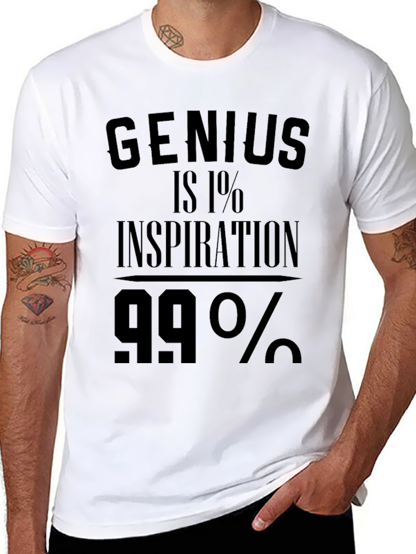Black Genius Inspiration T-Shirt - Black Crew Neck Tee view 8