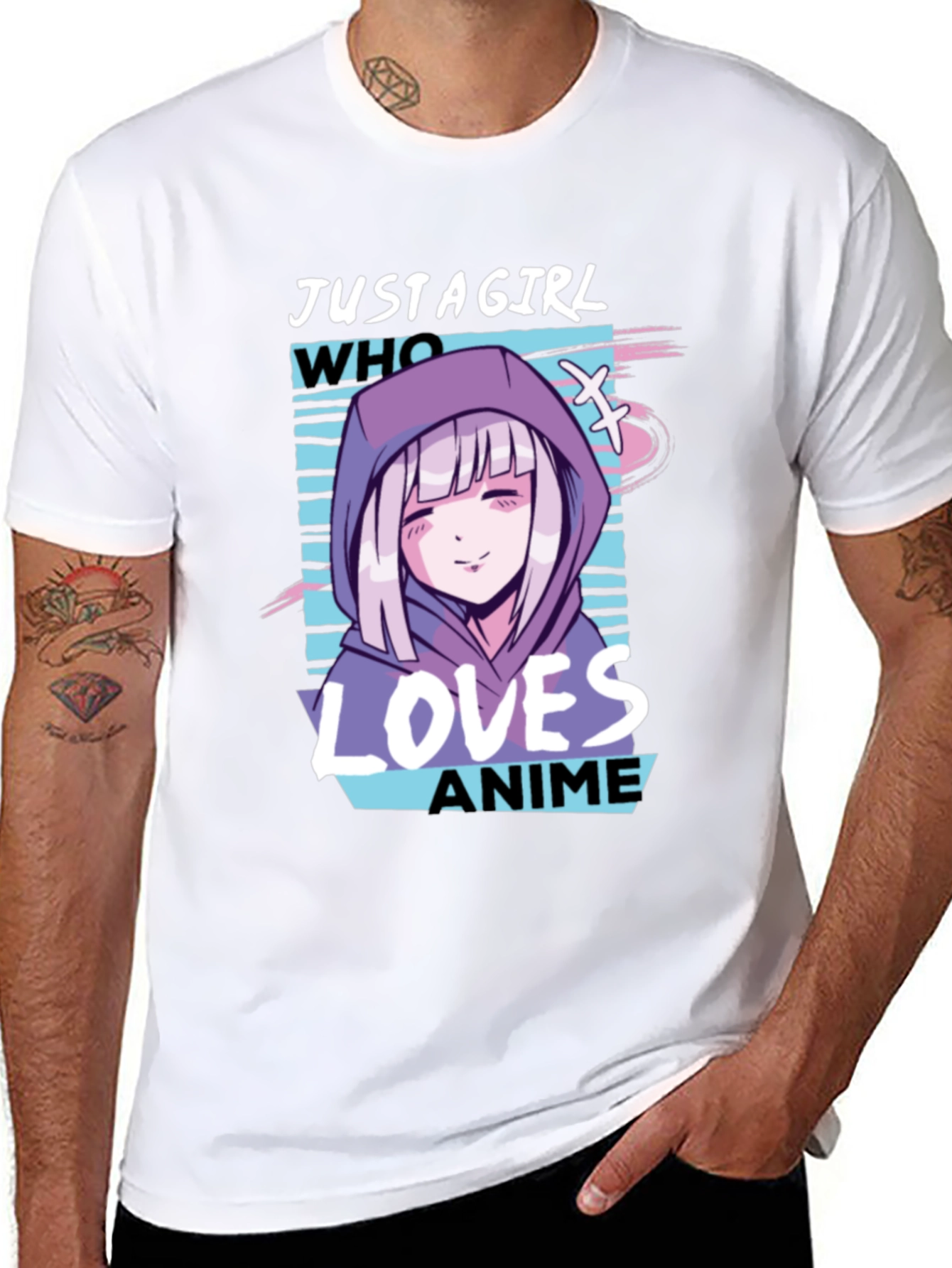 Black Anime Girl Graphic Tee - Just a Girl Who Loves Anime view 8