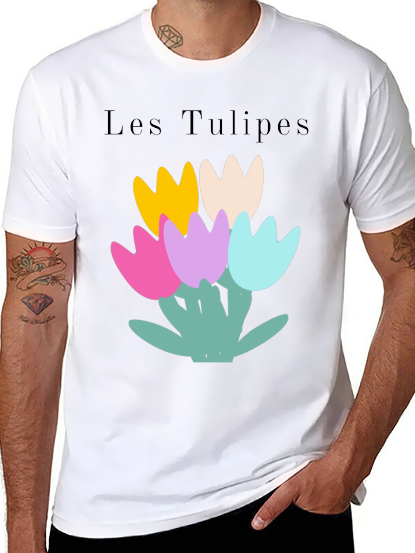 Black Les Tulipes Graphic Tee - Stylish Casual Wear view 8