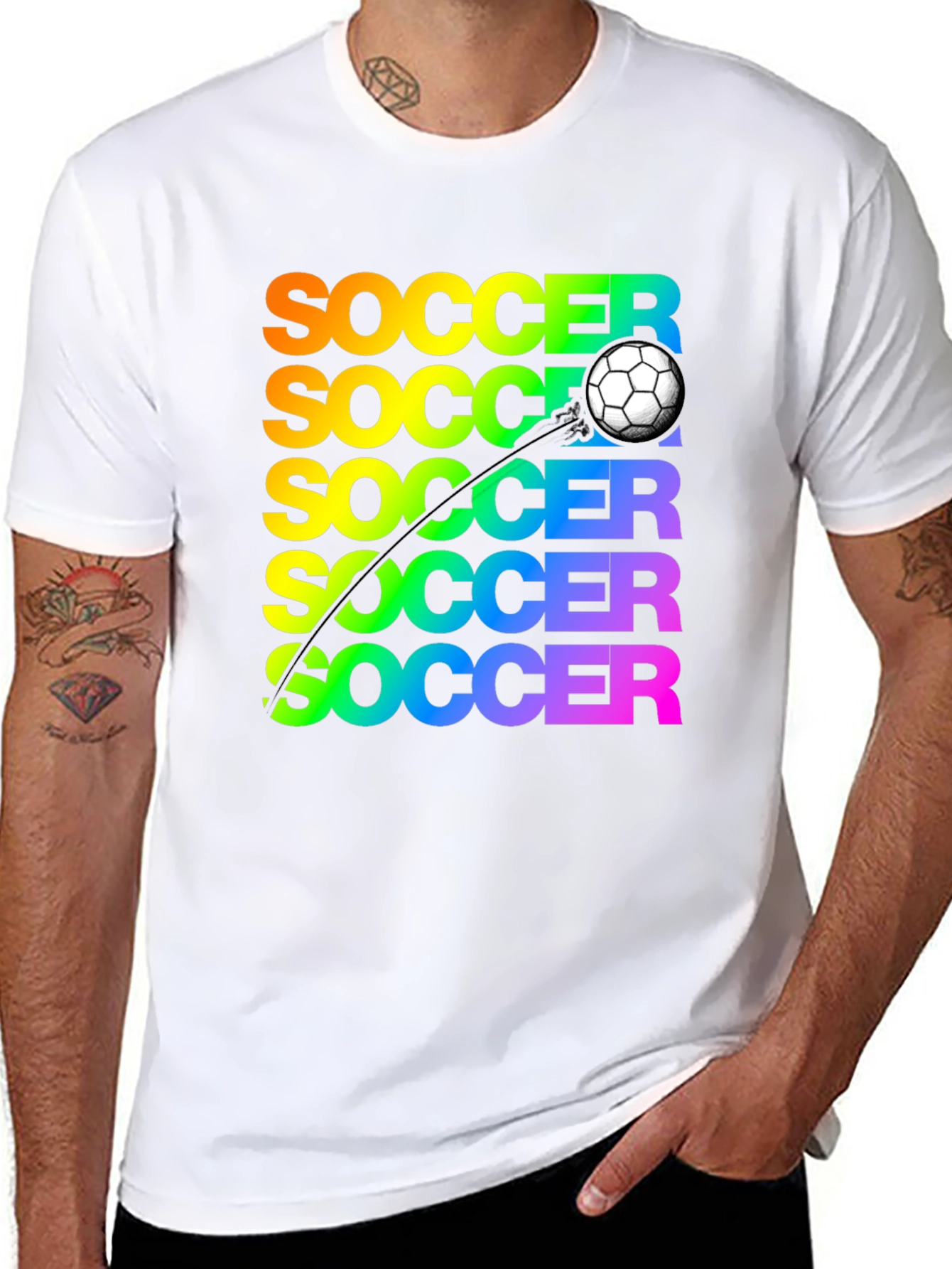 Black Soccer Rainbow Graphic T-Shirt view 8