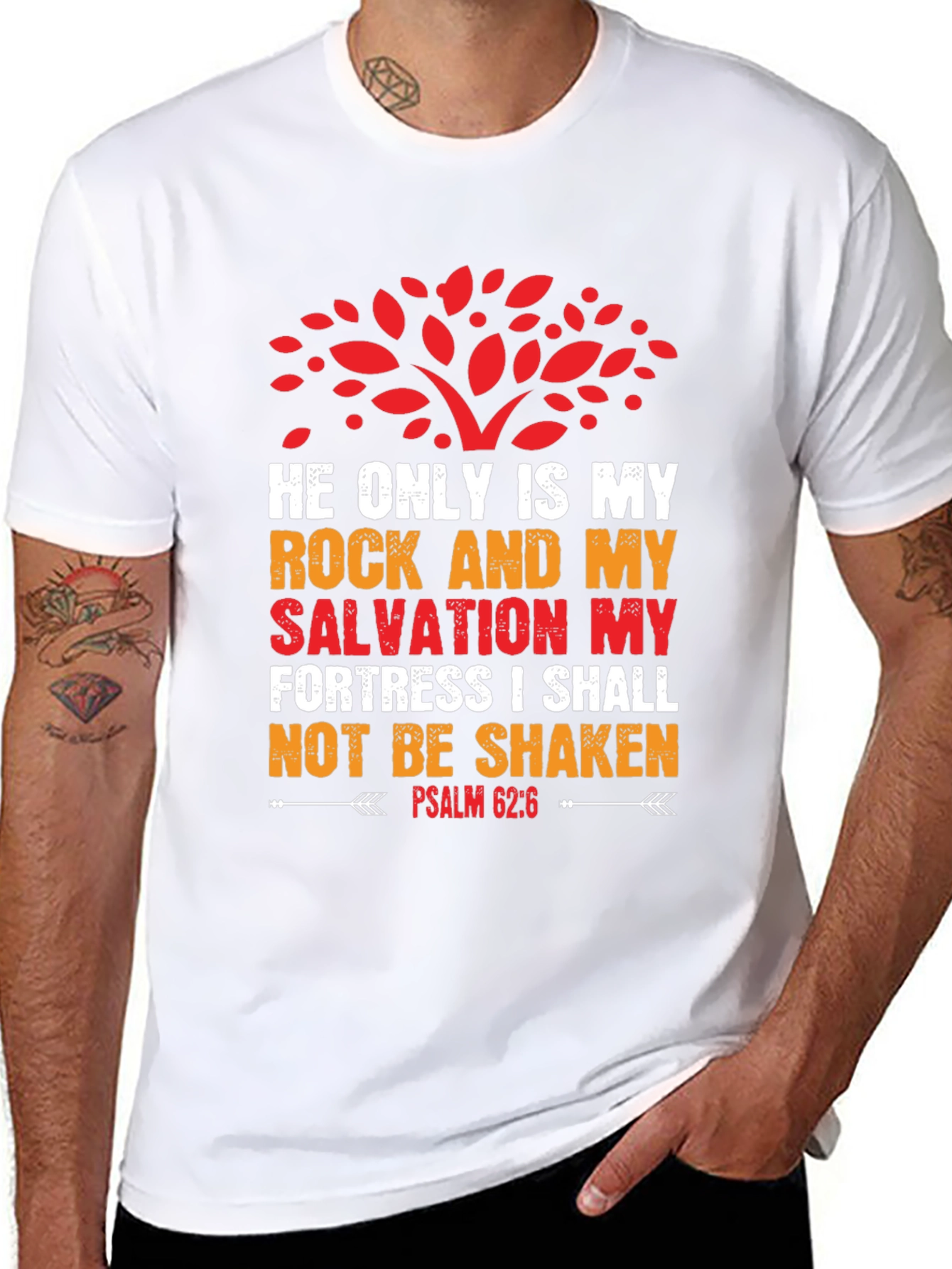 Black Faith-Based T-Shirt: Psalm 62:6 Graphic Tee view 8