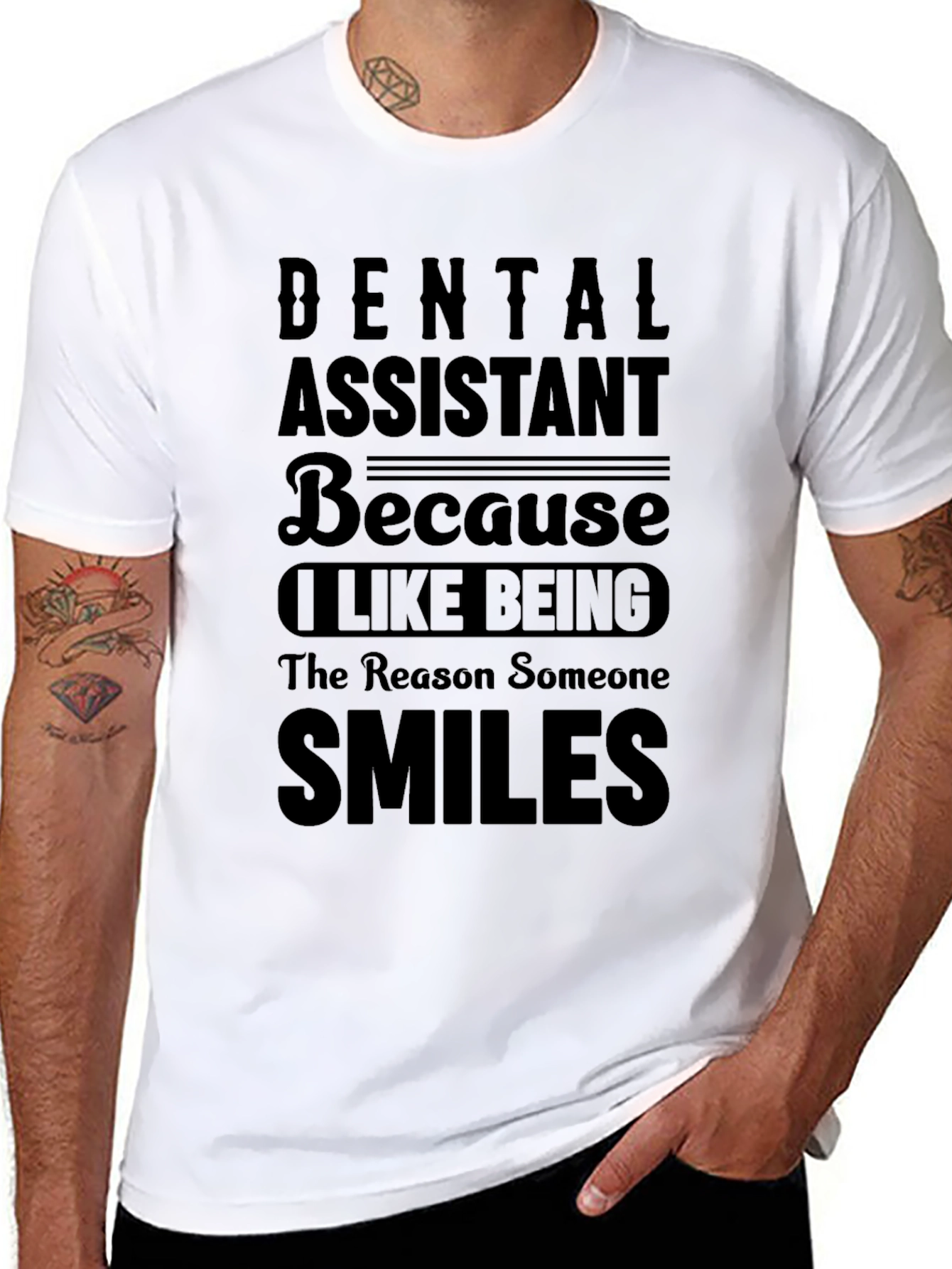 Black Dental Assistant Smiles T-Shirt - Black view 8