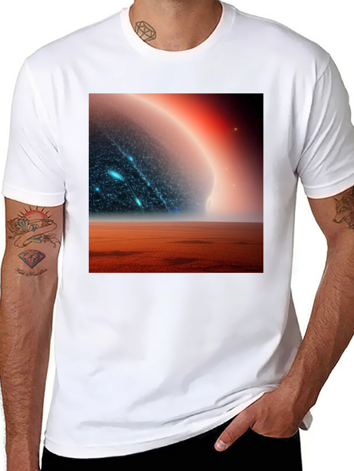 Black Sci-Fi Planetscape Black T-Shirt view 8