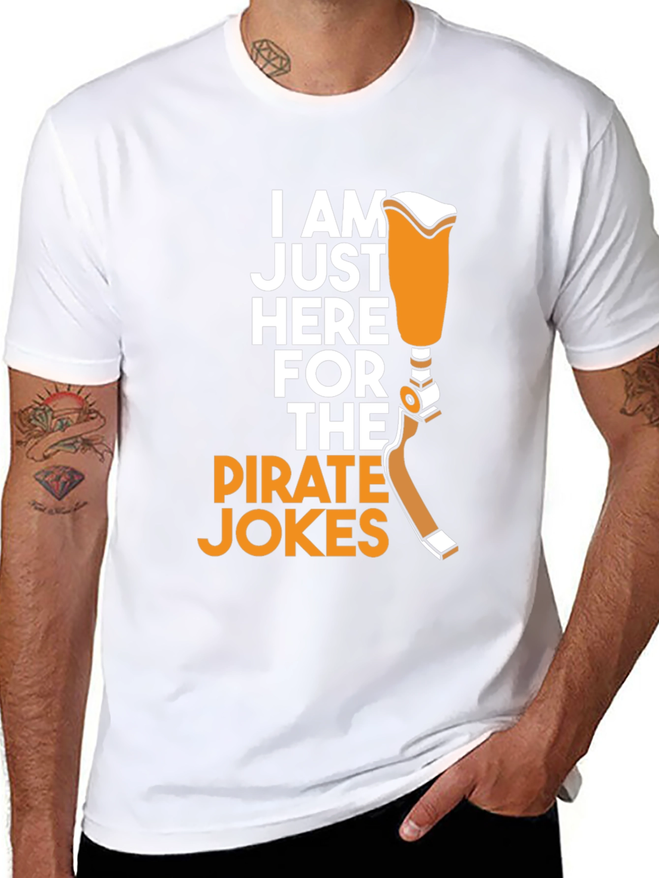 Black Pirate Jokes Prosthetic Leg Humor T-Shirt view 8