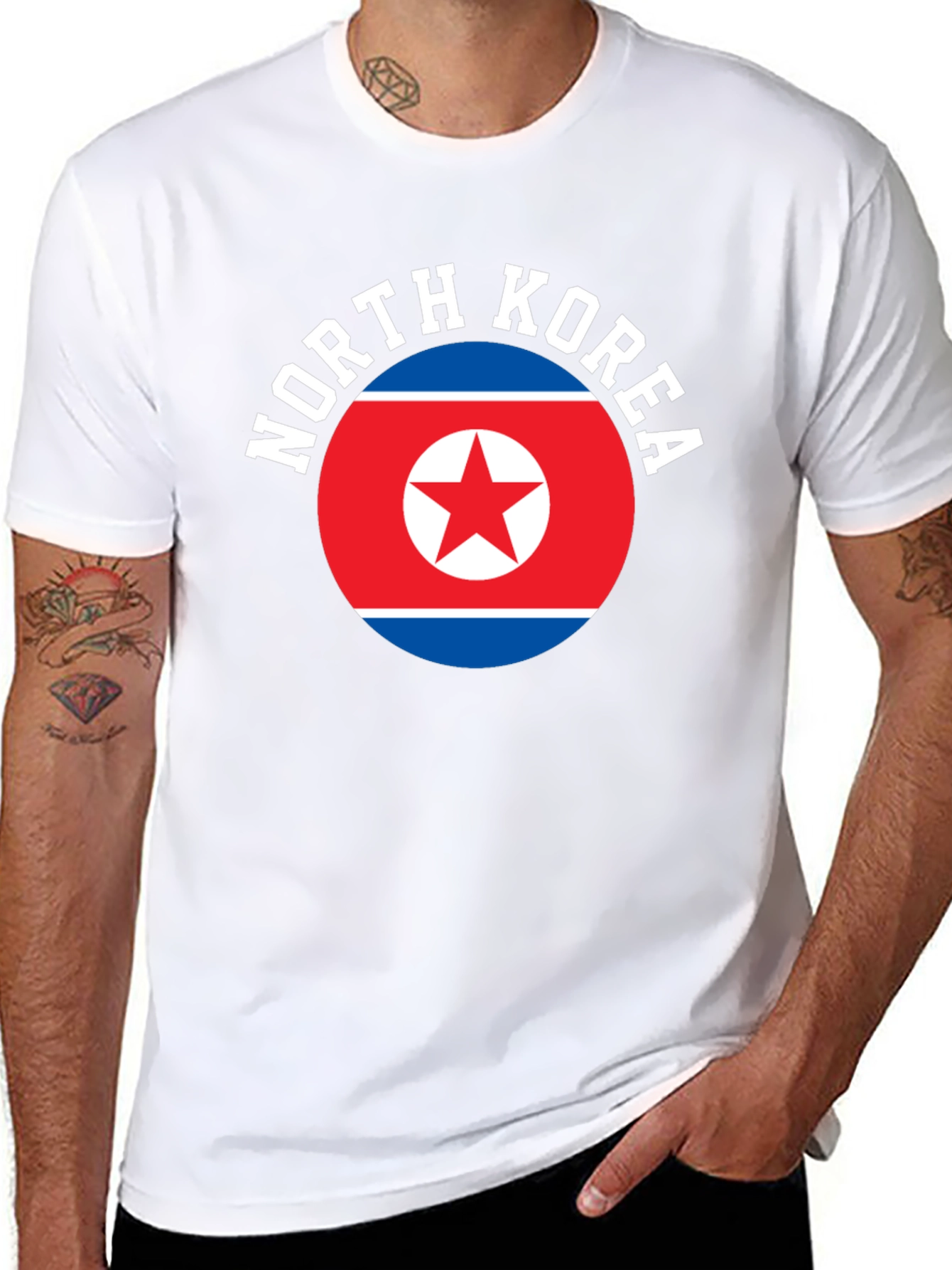 Black North Korea Flag T-Shirt view 8