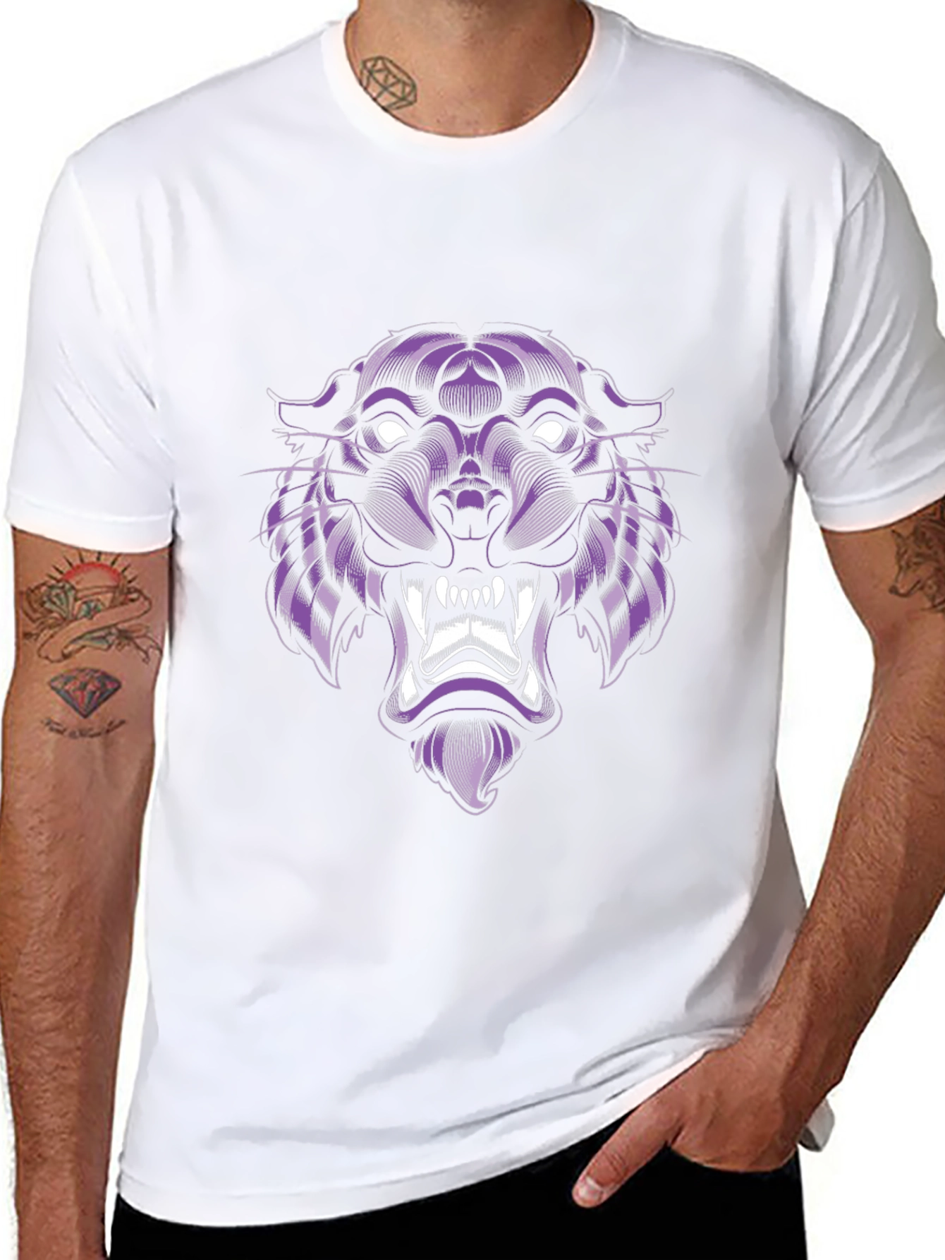 Black Purple Panther Graphic Tee - Cool Animal Design view 8