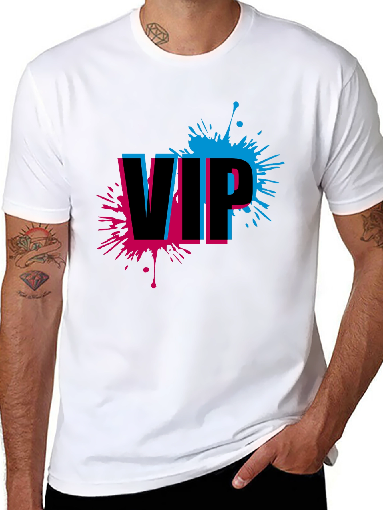 VIP Splatter Graphic Tee - Trendy Black T-Shirt - 8